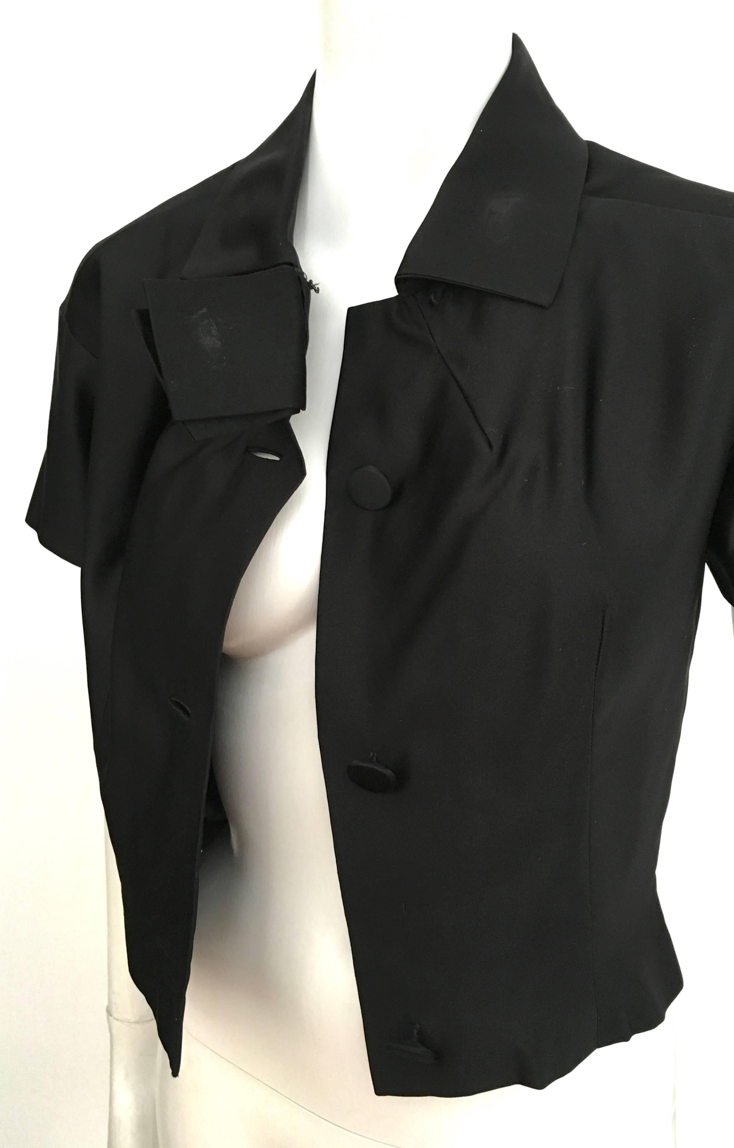 Christian Dior 1950s Black Evening Silk Blouse Size 4. 2