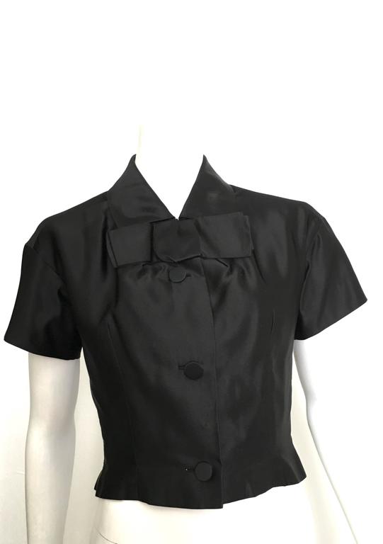 Christian Dior 1950s Black Evening Silk Blouse Size 4. at 1stDibs
