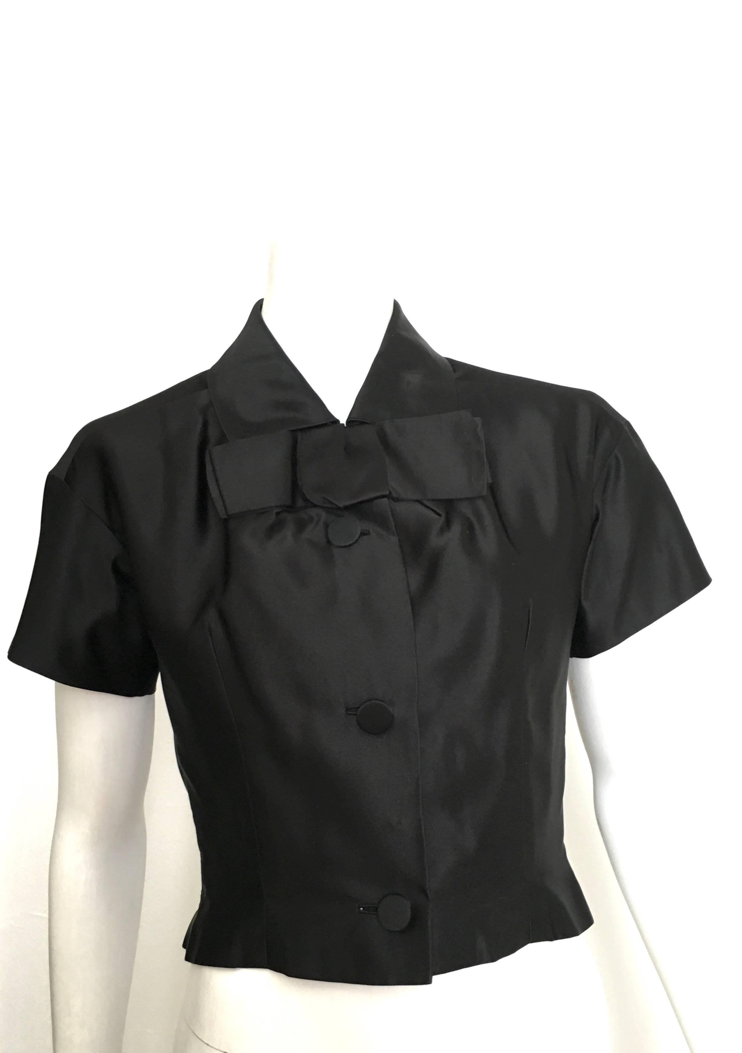Christian Dior 1950s Black Evening Silk Blouse Size 4. 4