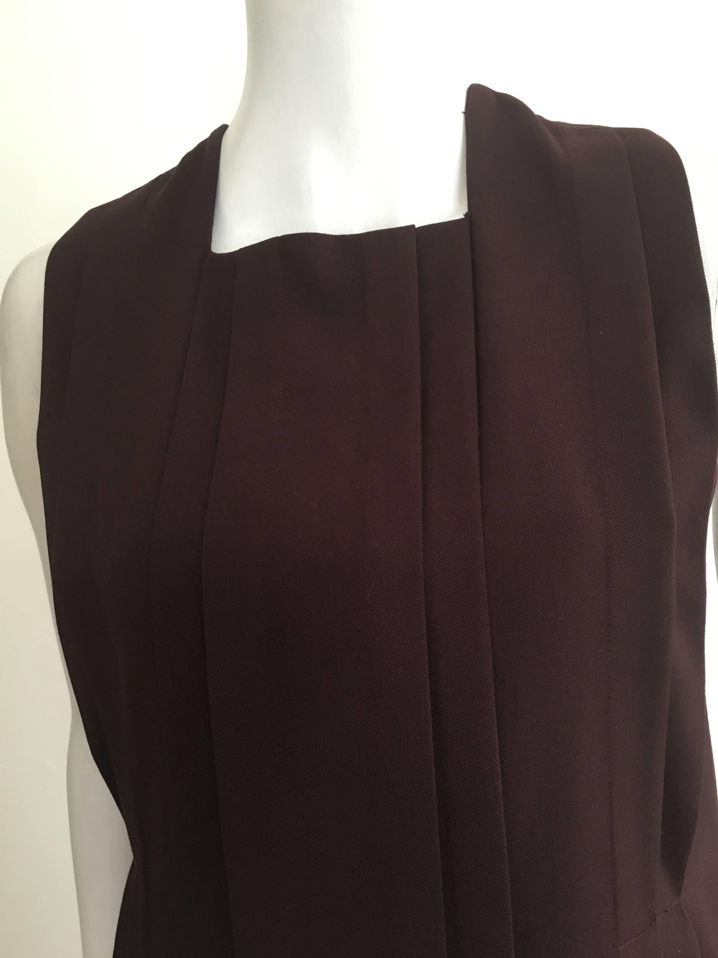 Cacharel Burgundy Sleeveless Pleated Dress Size 8.  For Sale 2