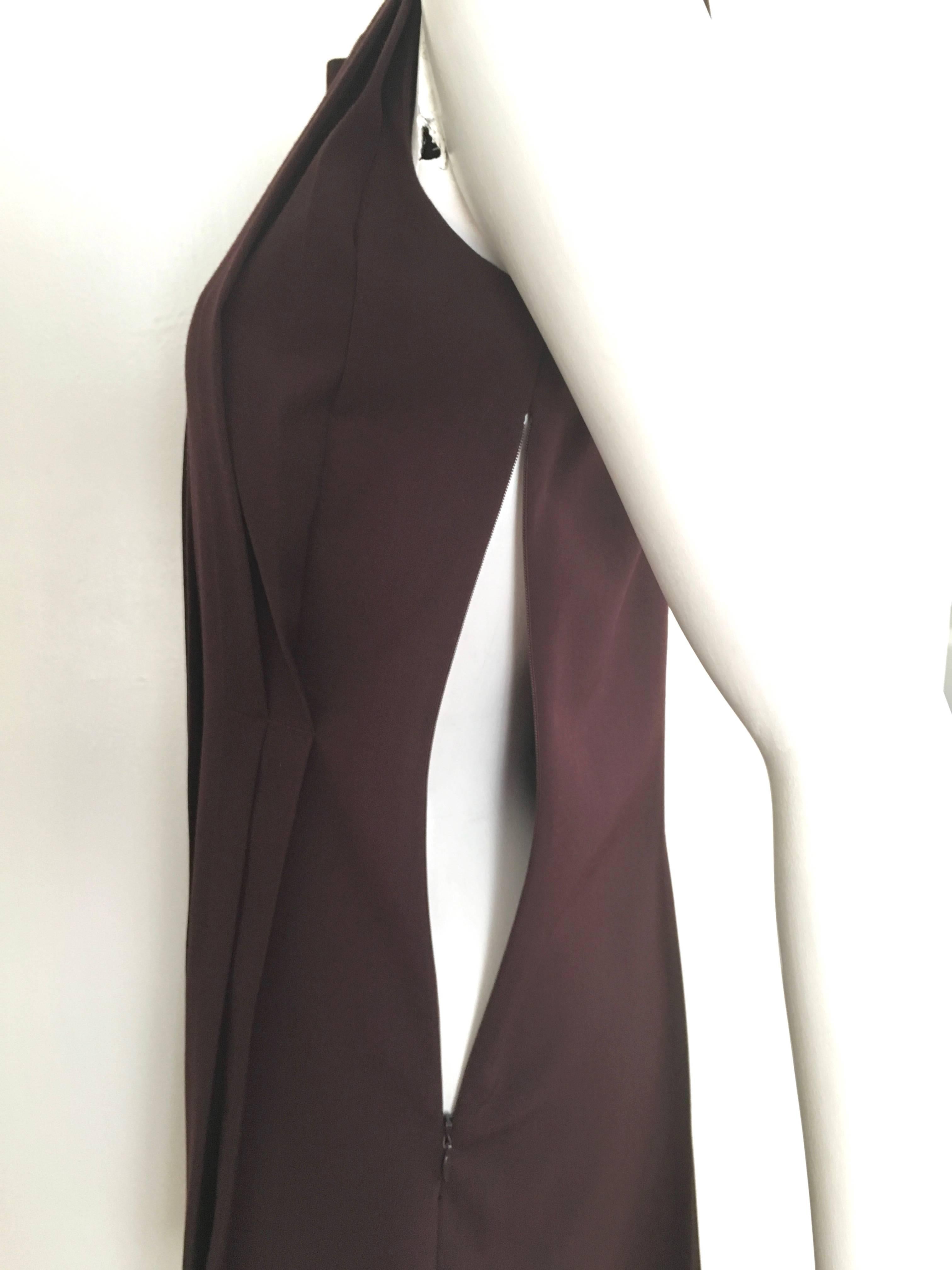 Cacharel Burgundy Sleeveless Pleated Dress Size 8.  For Sale 1