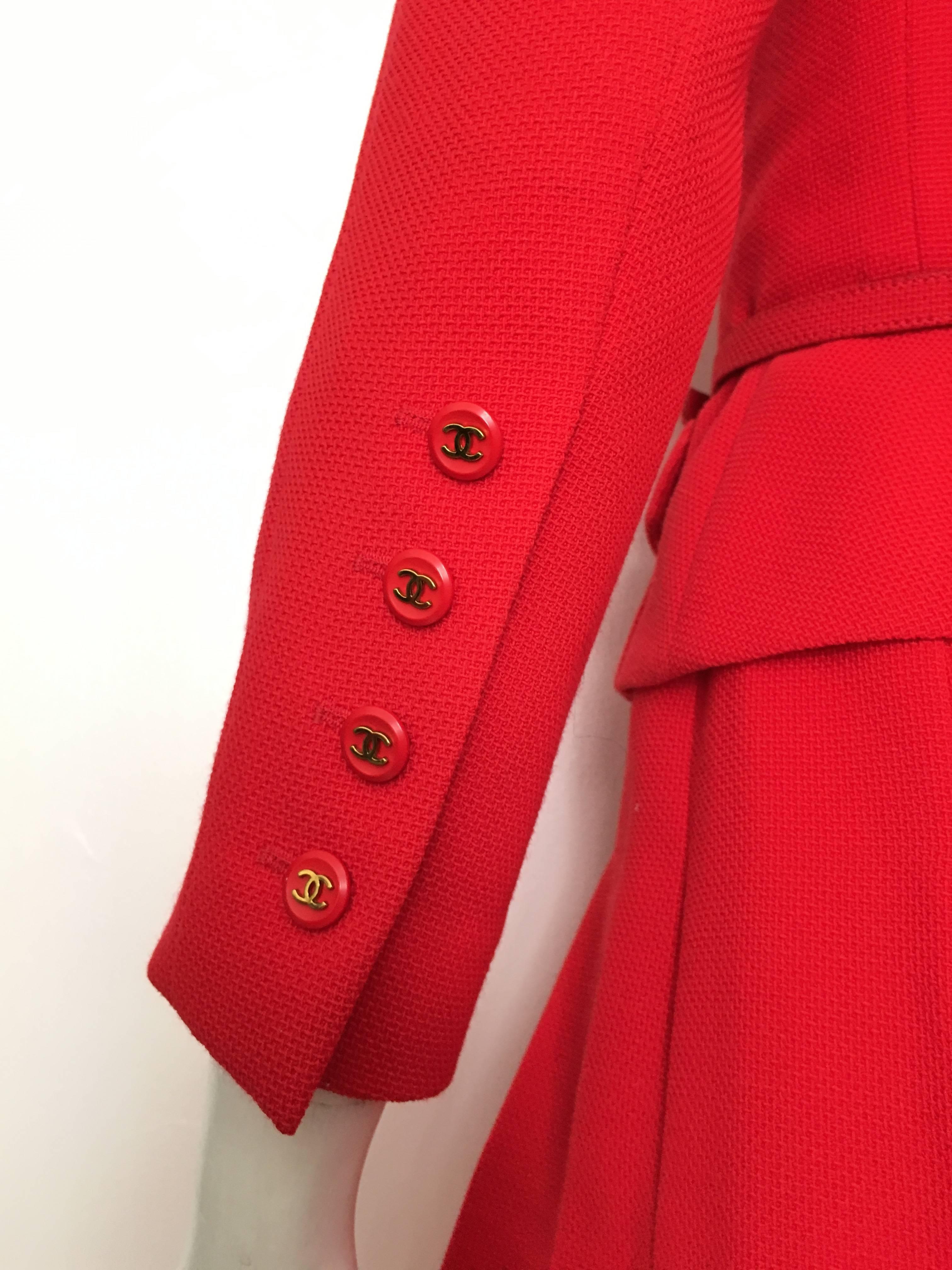 Chanel Red Suit Jacket & Pleated Skirt Size 4. 3