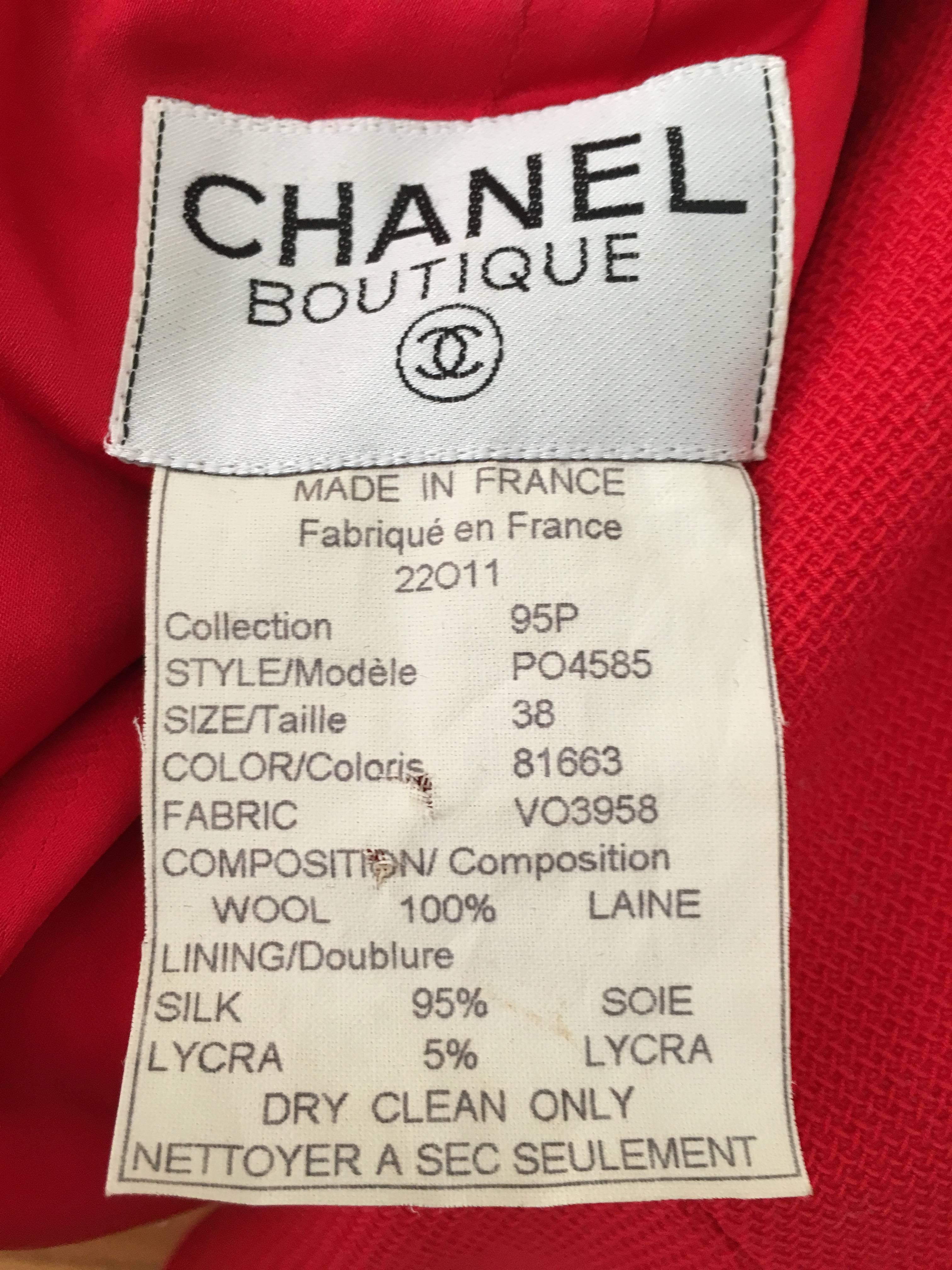 Chanel Red Suit Jacket & Pleated Skirt Size 4. 4
