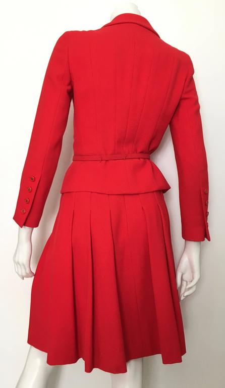 Chanel Red Suit Jacket and Pleated Skirt Size 4. at 1stDibs | red ...