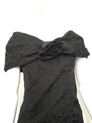 Dior 1980s Black Silk Evening Dress Size 6.