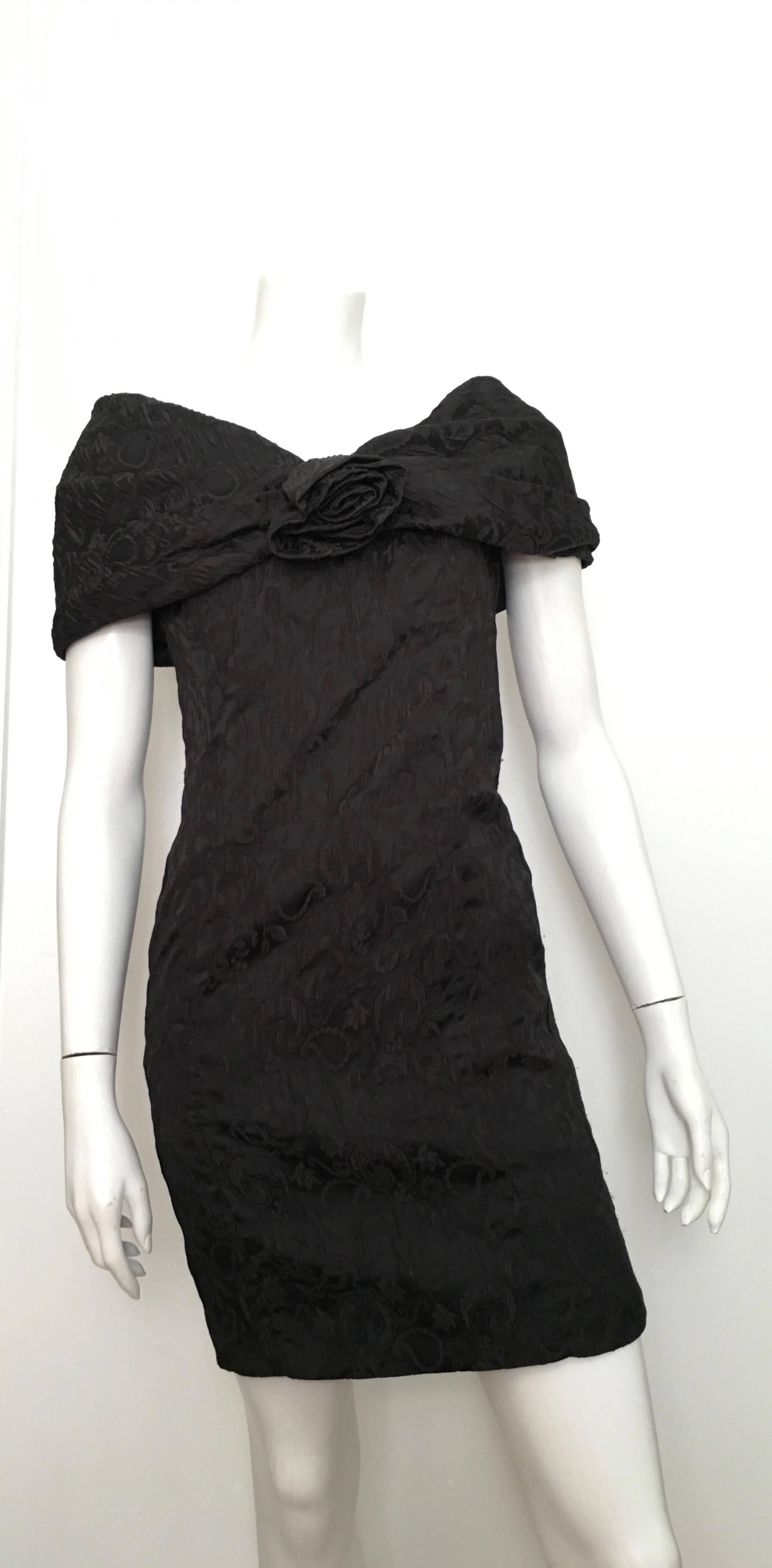 Dior 1980s Black Silk Evening Dress Size 6. For Sale 5