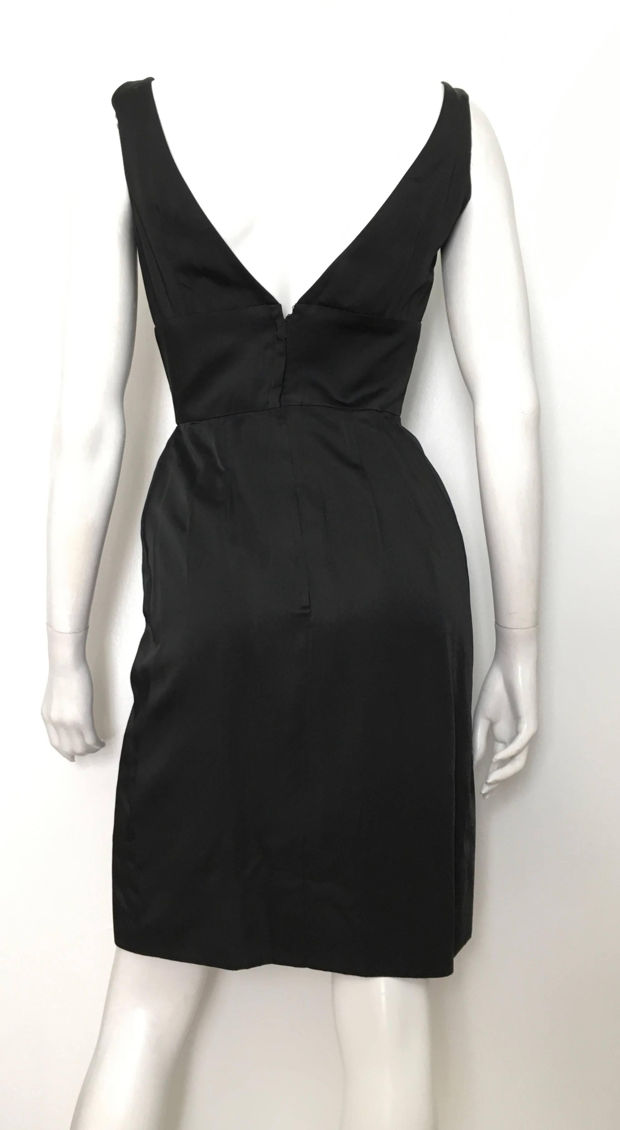 Women's or Men's Silk 1950s Little Black Dress Size 4. For Sale