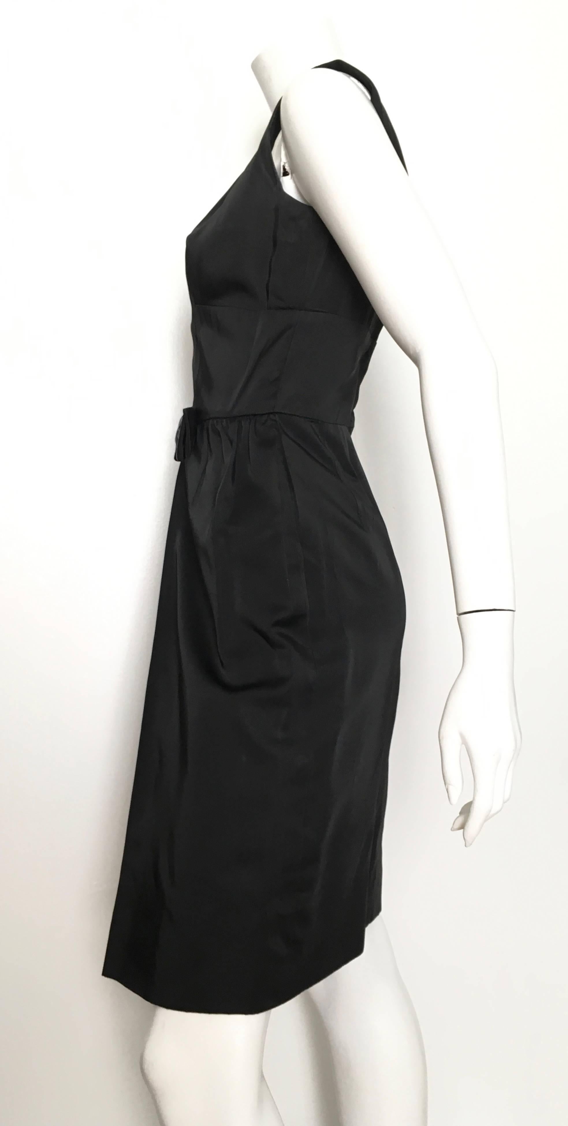 Silk 1950s Little Black Dress Size 4. For Sale 1