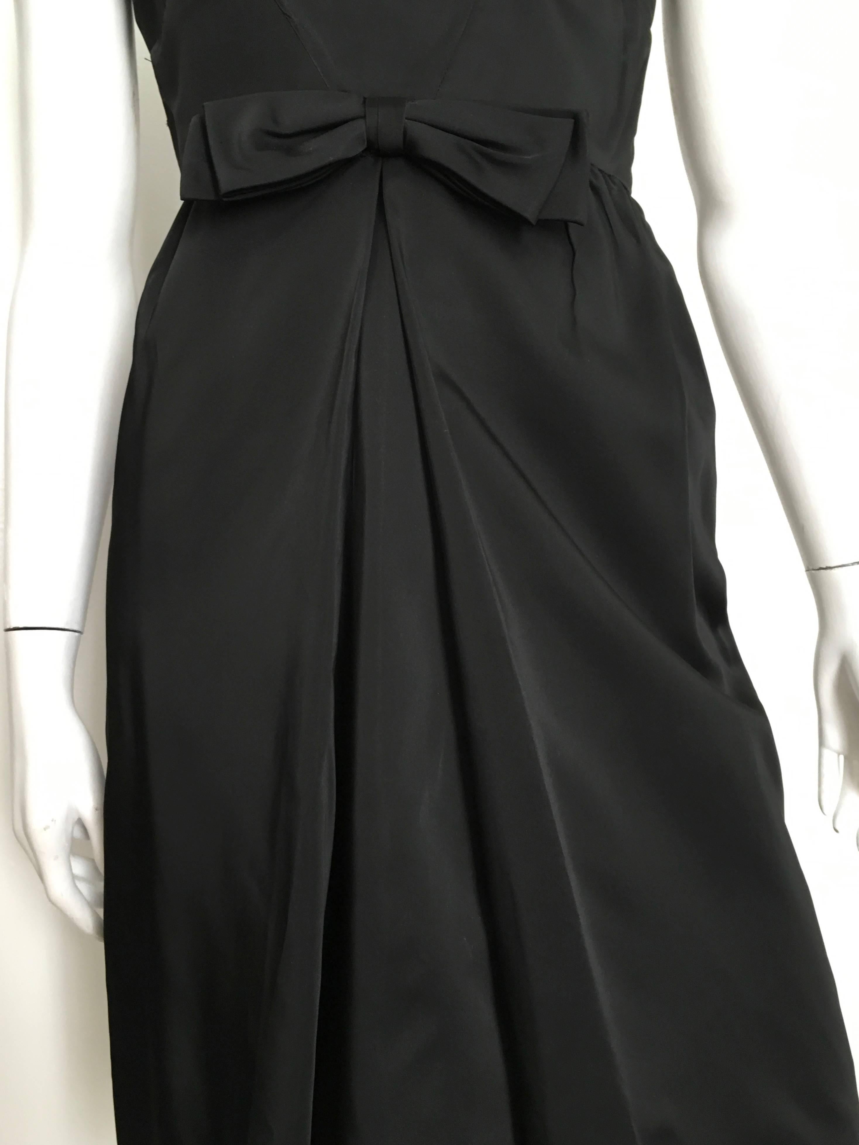 Silk 1950s Little Black Dress Size 4. For Sale 2