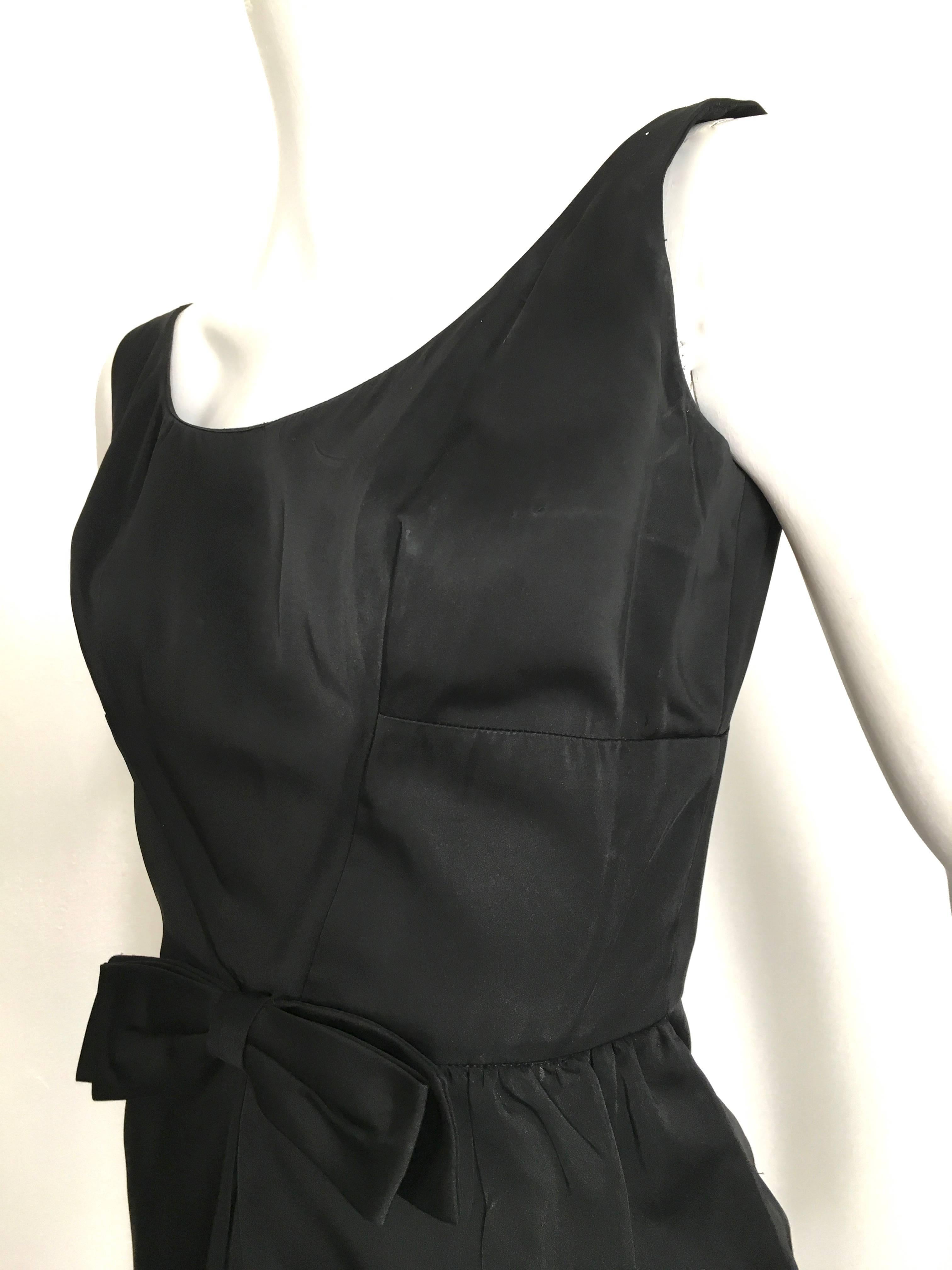 Silk 1950s Little Black Dress Size 4. For Sale 3