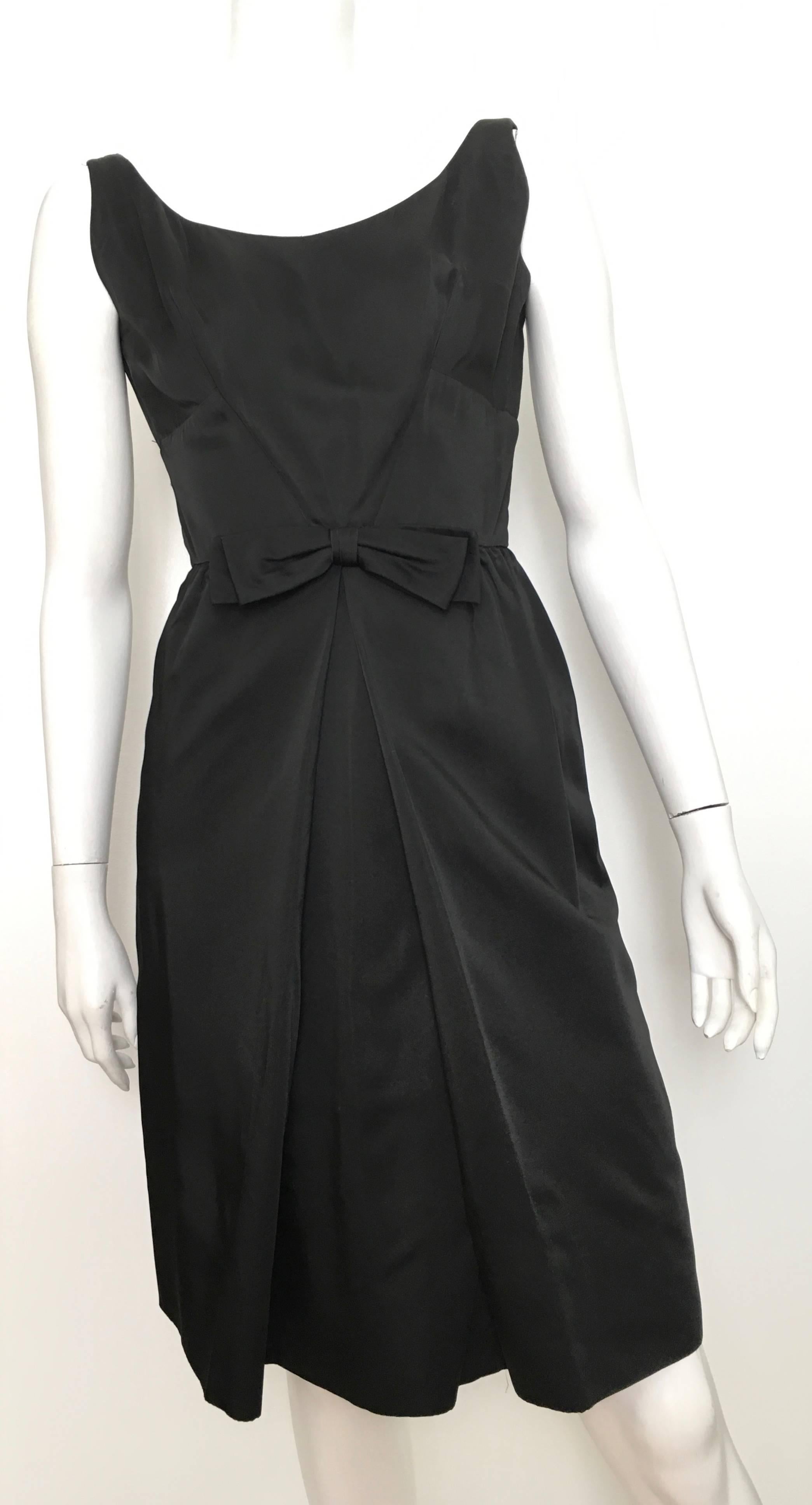 Silk 1950s Little Black Dress Size 4. For Sale 4