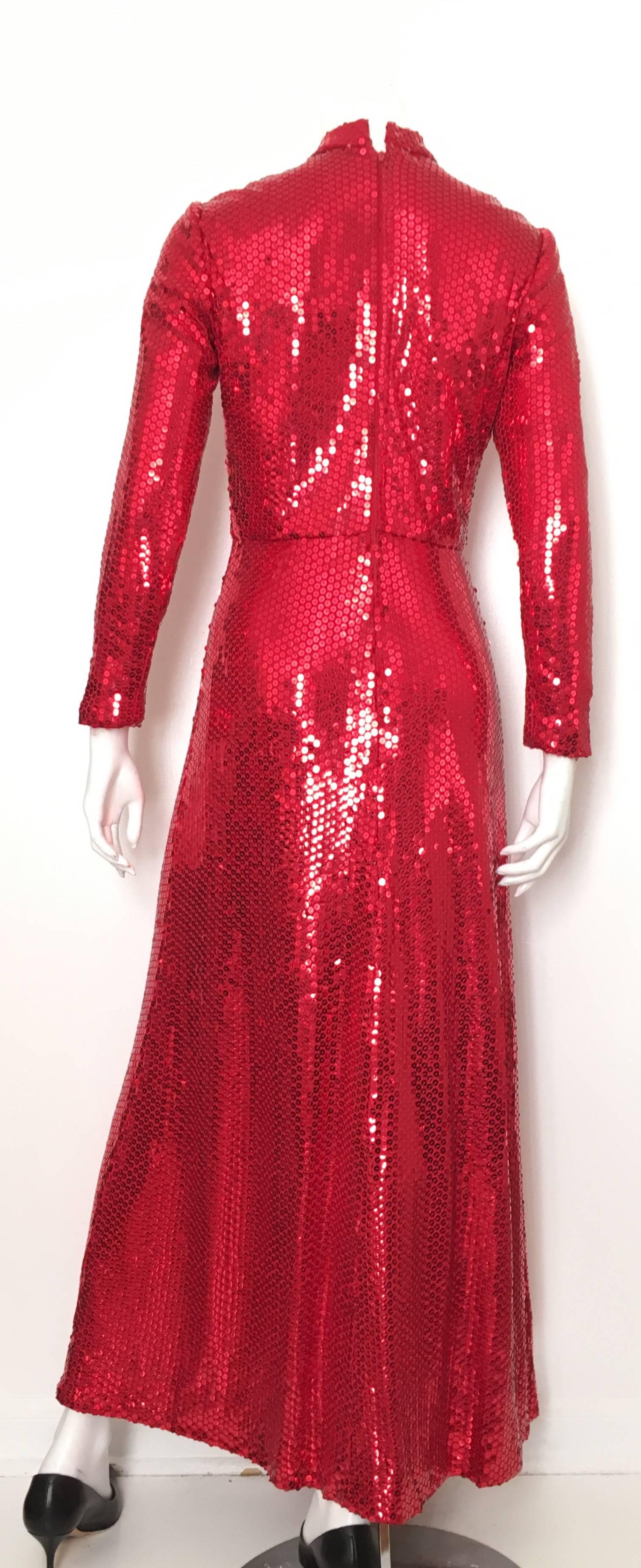 Women's or Men's Neiman Marcus 80s Red Sequin Gown Size 6.