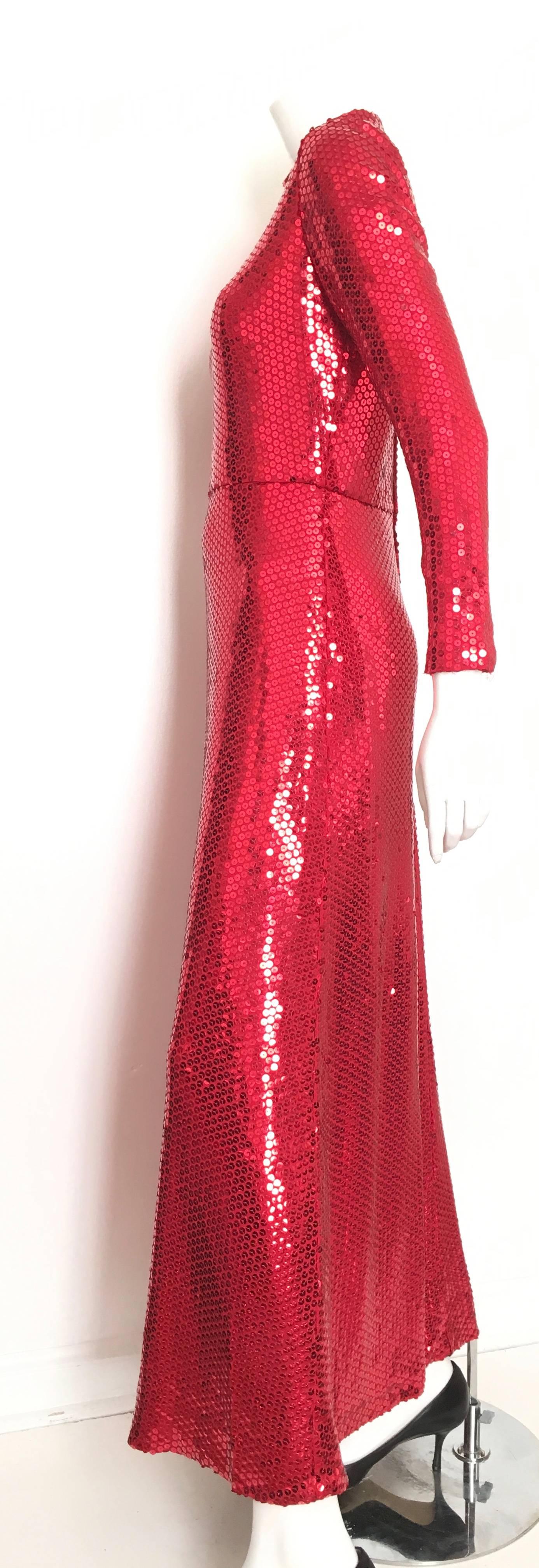 Neiman Marcus 80s Red Sequin Gown Size 6. 1