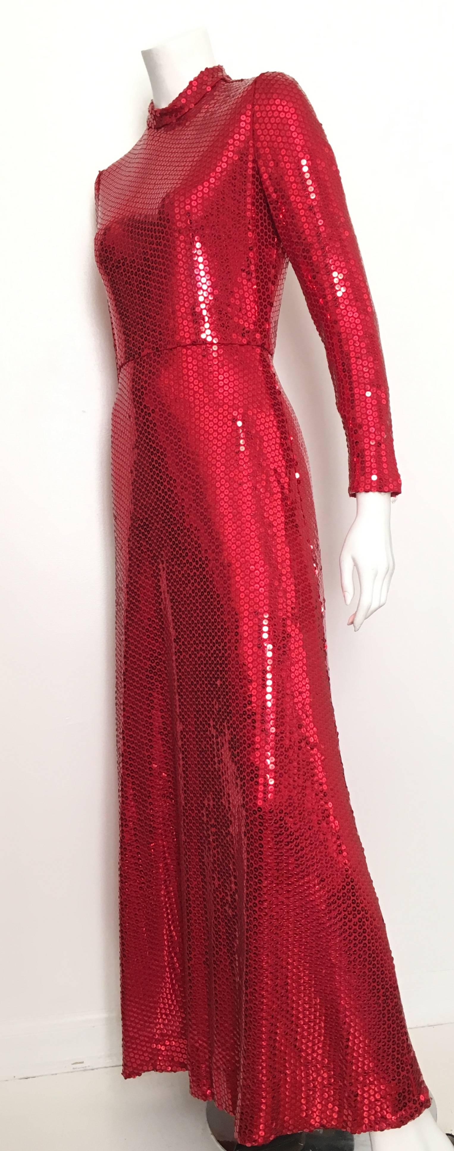 Neiman Marcus 80s Red Sequin Gown Size 6. 2