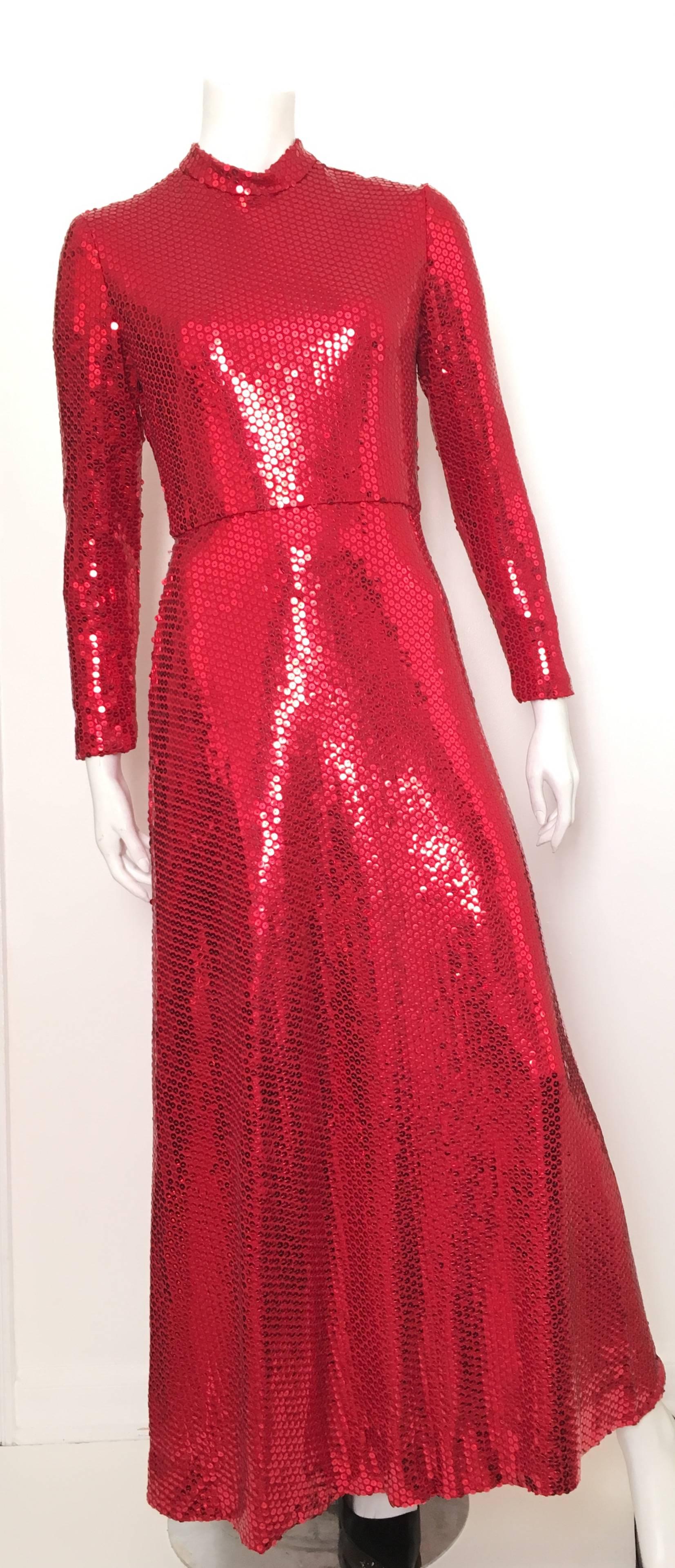 Neiman Marcus 80s Red Sequin Gown Size 6. 4