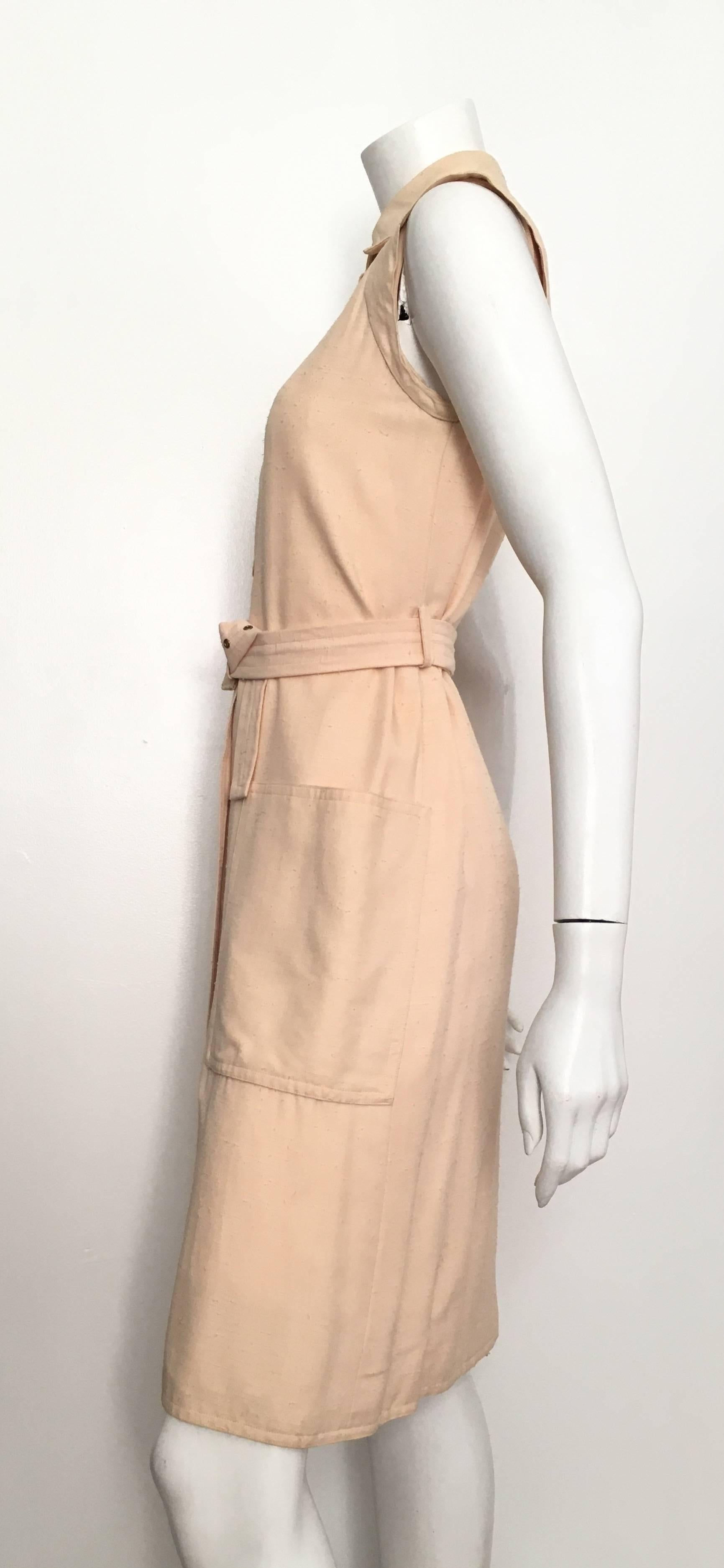 Geoffrey Beene for Neiman Marcus 1970s Silk Button Up Dress with Pockets Size 8. For Sale 2