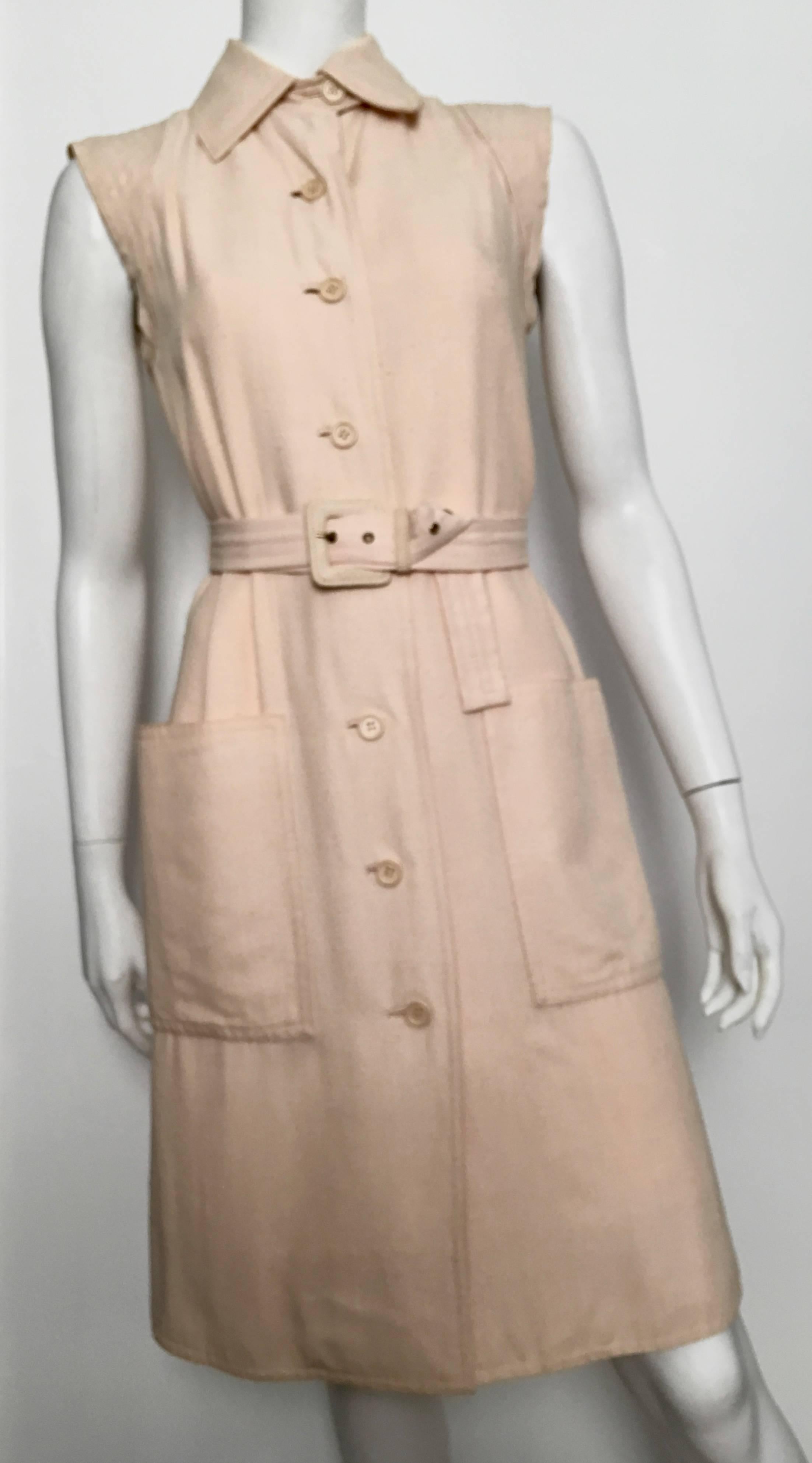 Geoffrey Beene for Neiman Marcus 1970s Silk Button Up Dress with Pockets Size 8. For Sale 4