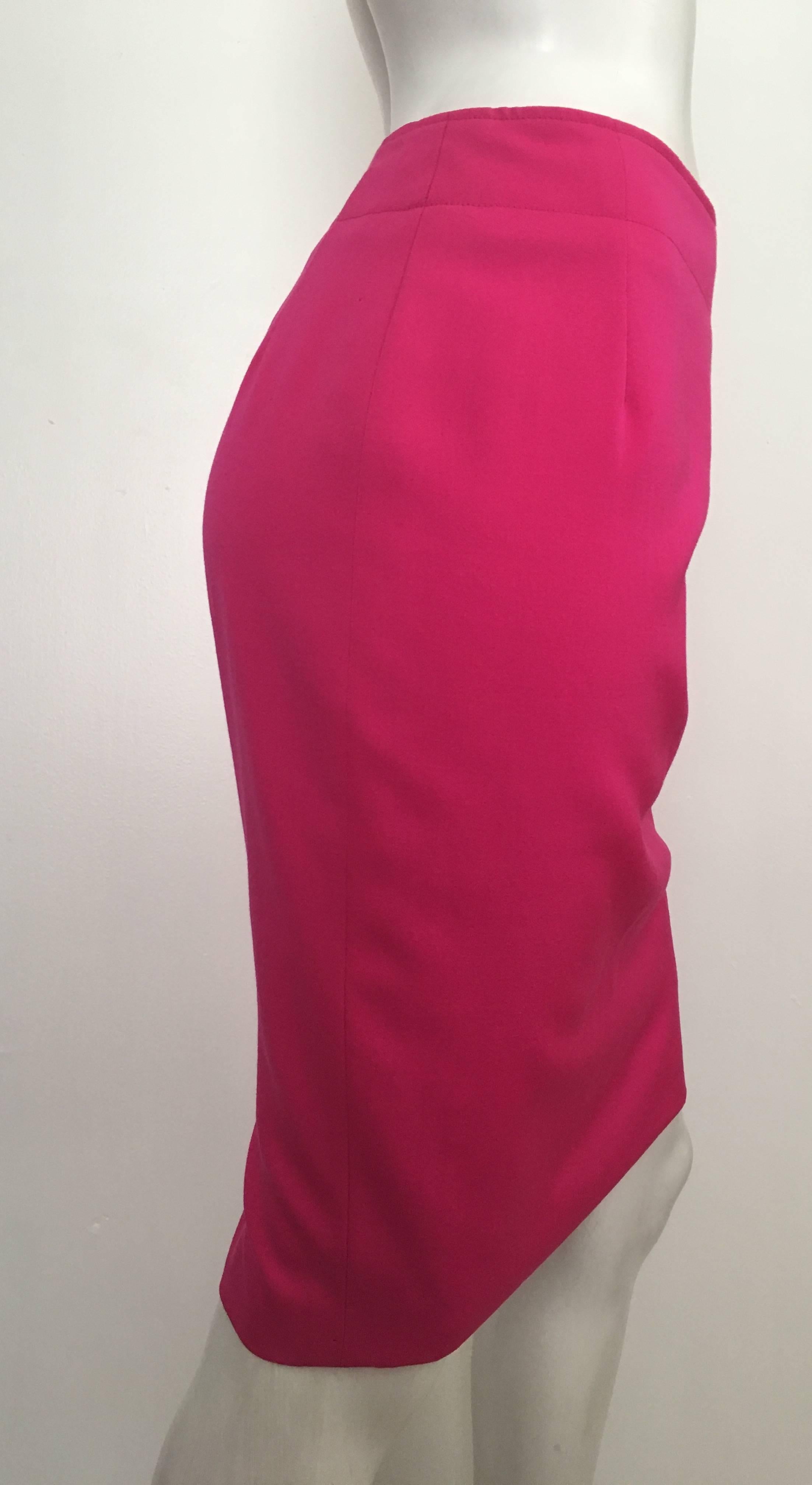 Lolita Lempicka 1980s wool gorgeous hot pink color sexy pencil skirt is a French vintage size 38 but fits like a modern USA size 6.  Ladies please use your measuring tape to properly measure your waist & hips to make sure this vintage treasure