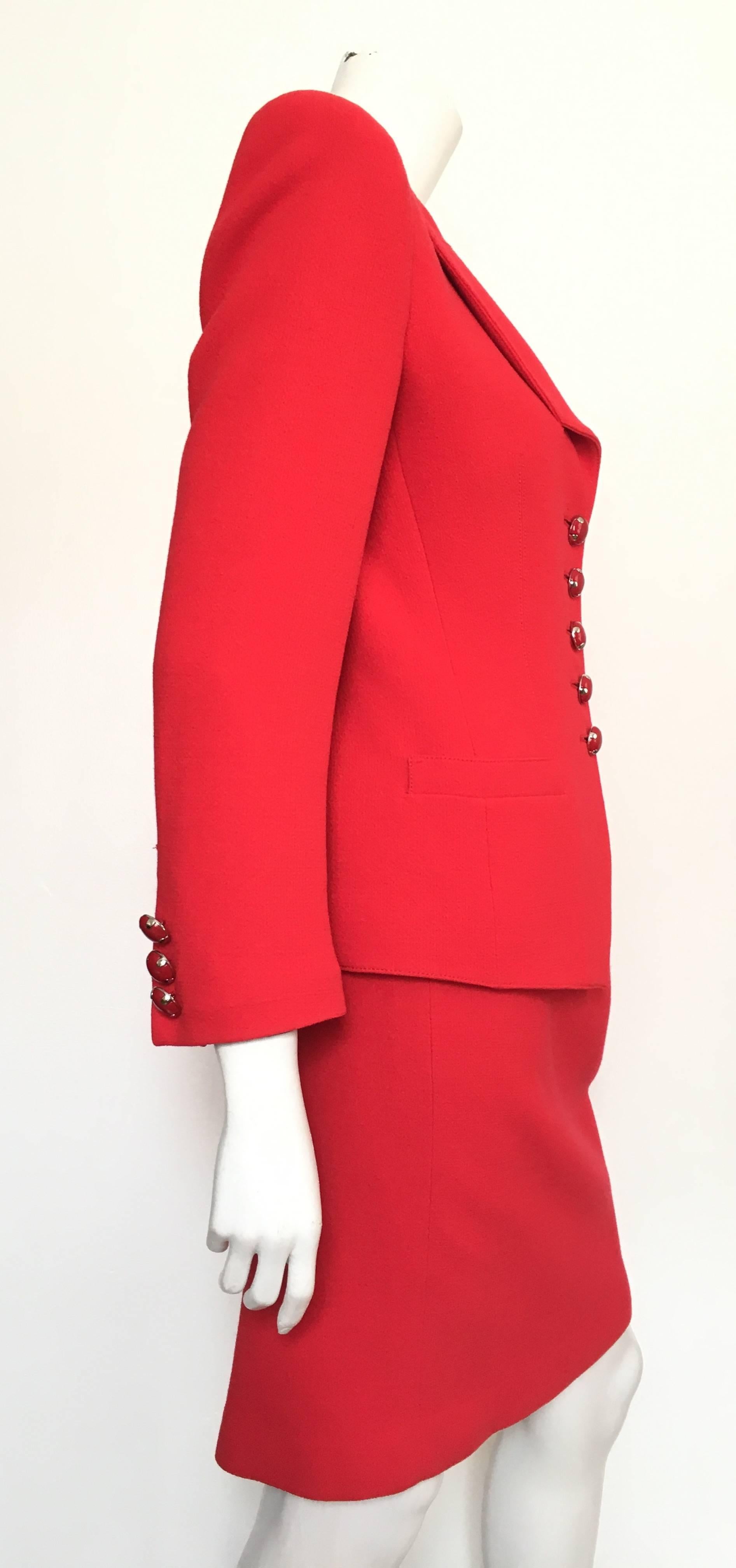 Women's or Men's Emanuel Ungaro Red Power Wool Crepe Suit Size 6, 1990s For Sale