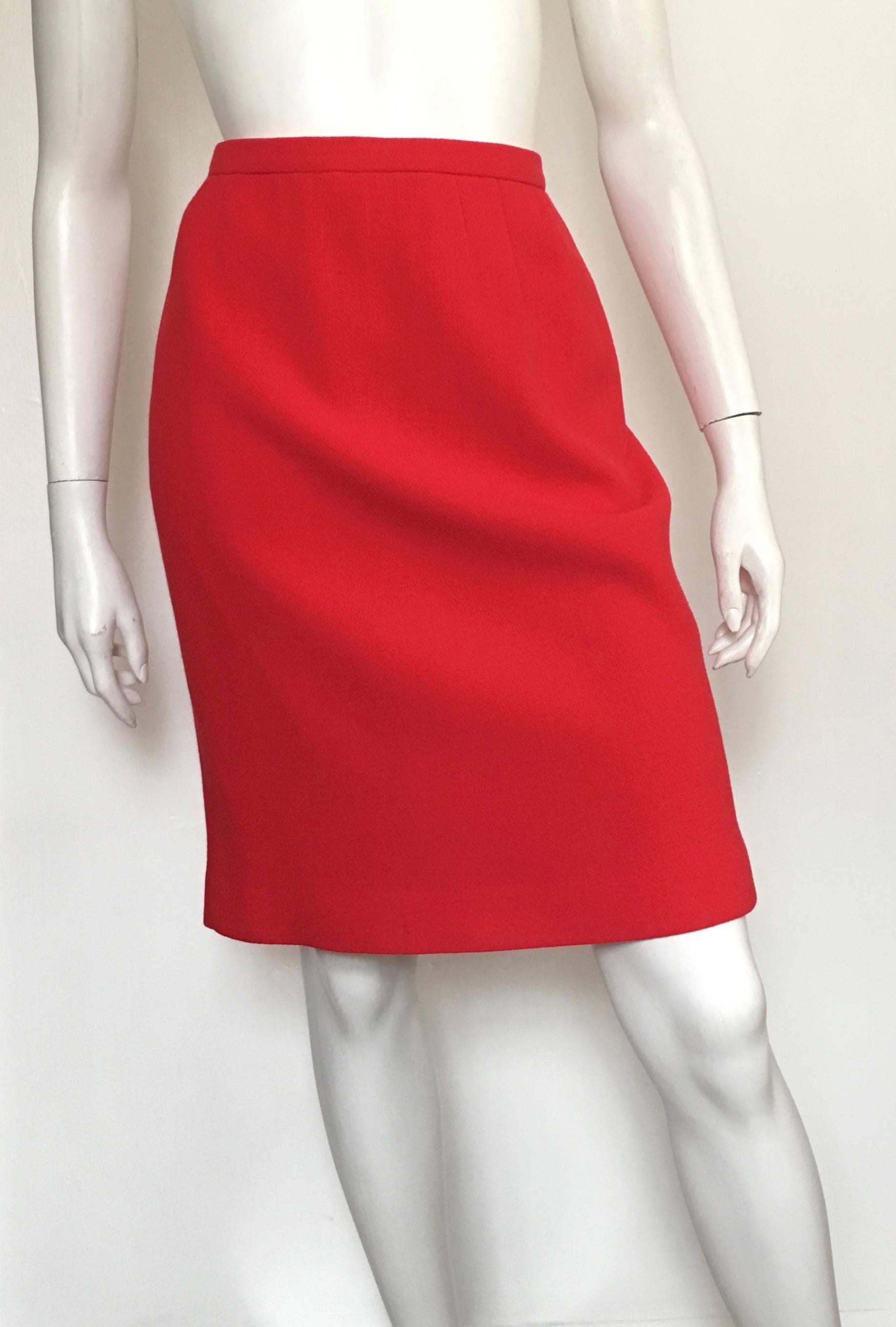 Emanuel Ungaro Red Power Wool Crepe Suit Size 6, 1990s For Sale 4