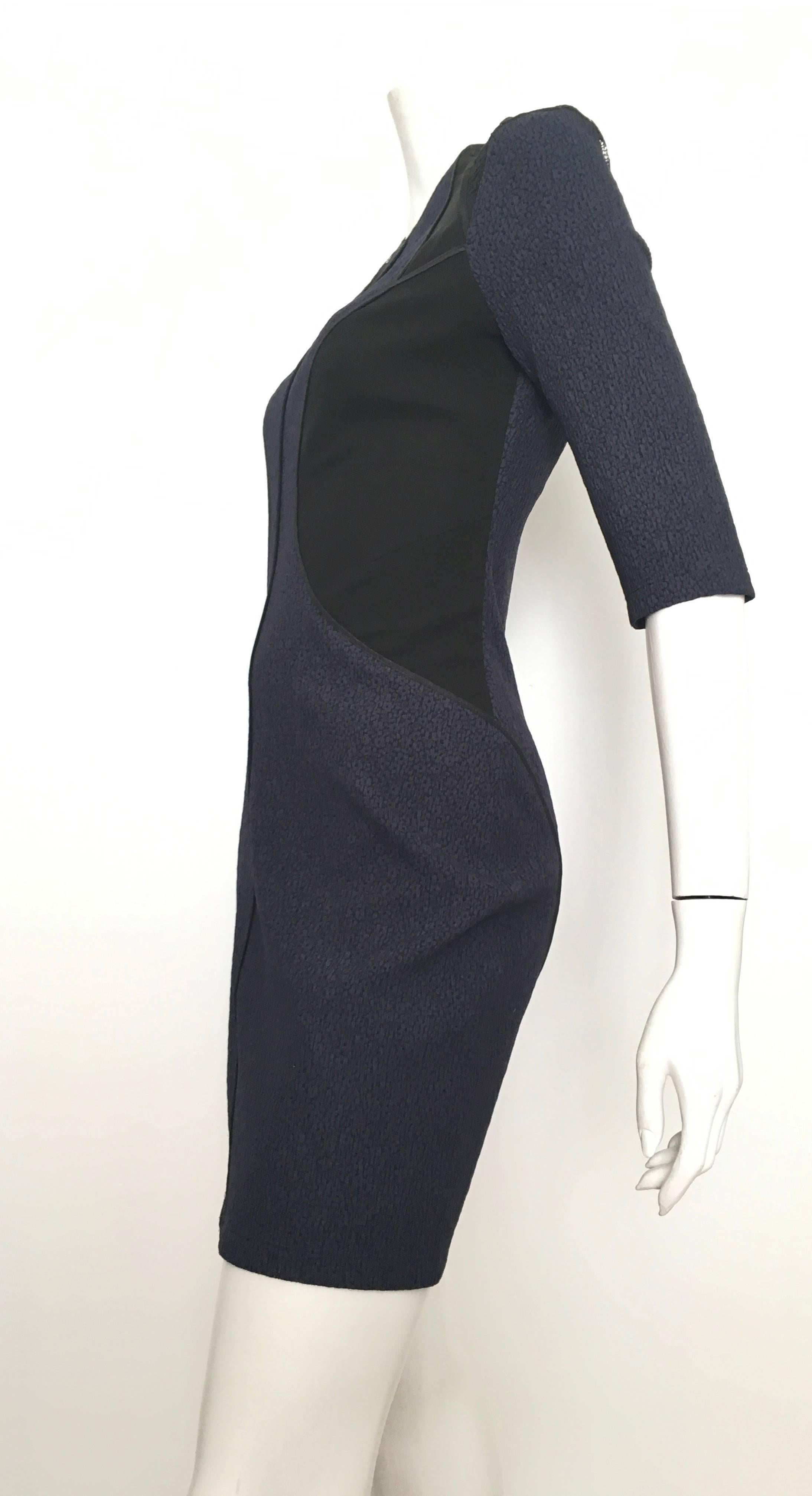 Nina Ricci Silk Navy and Black Dress Size 8. For Sale 1