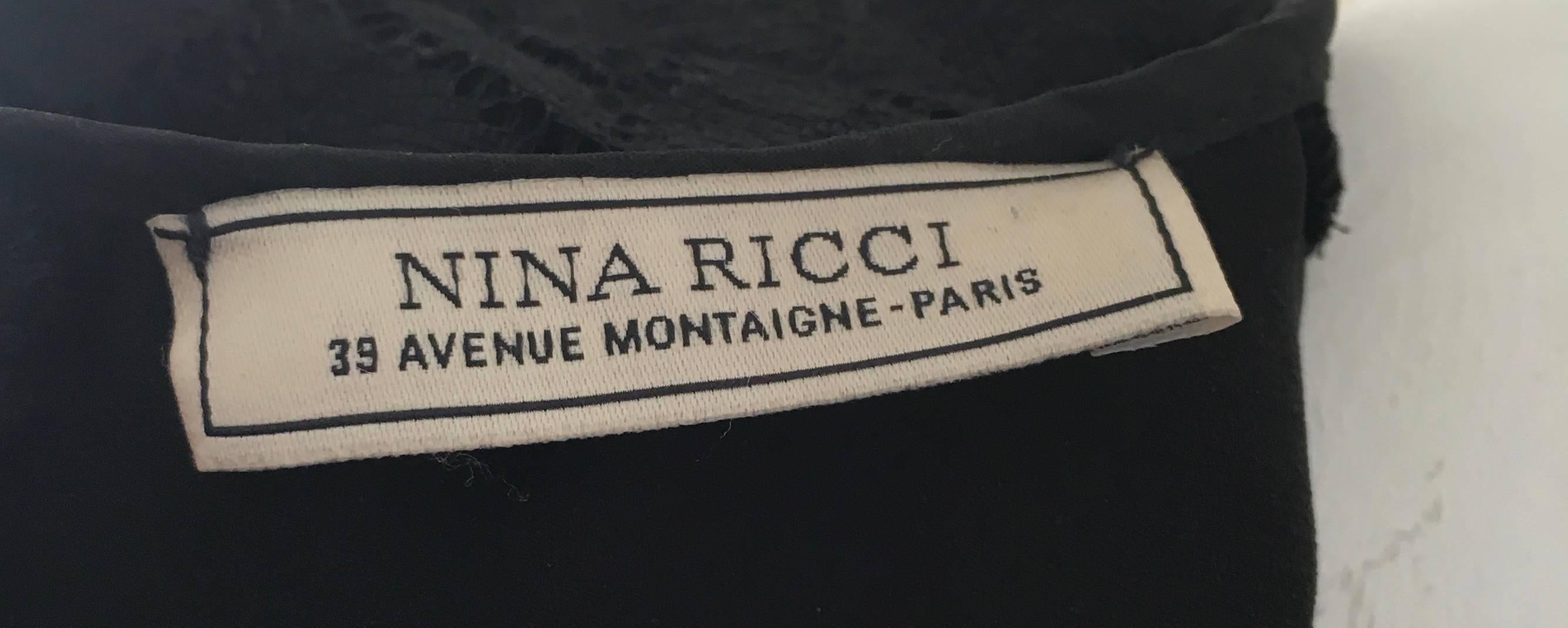 Nina Ricci Silk Navy and Black Dress Size 8. For Sale 3