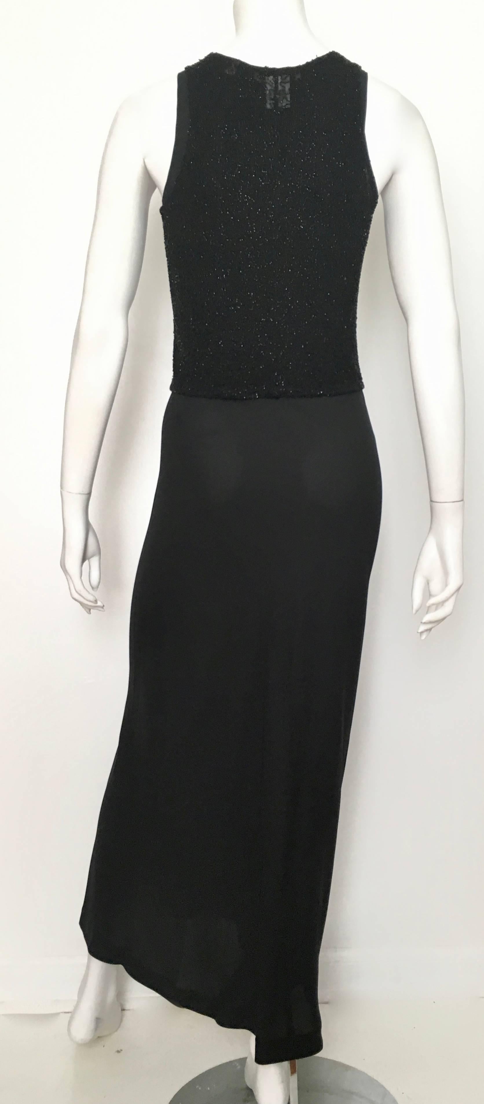 Donna Karan Black Silk Minimal Bias-Cut Gown Size 4.  In Excellent Condition For Sale In Atlanta, GA