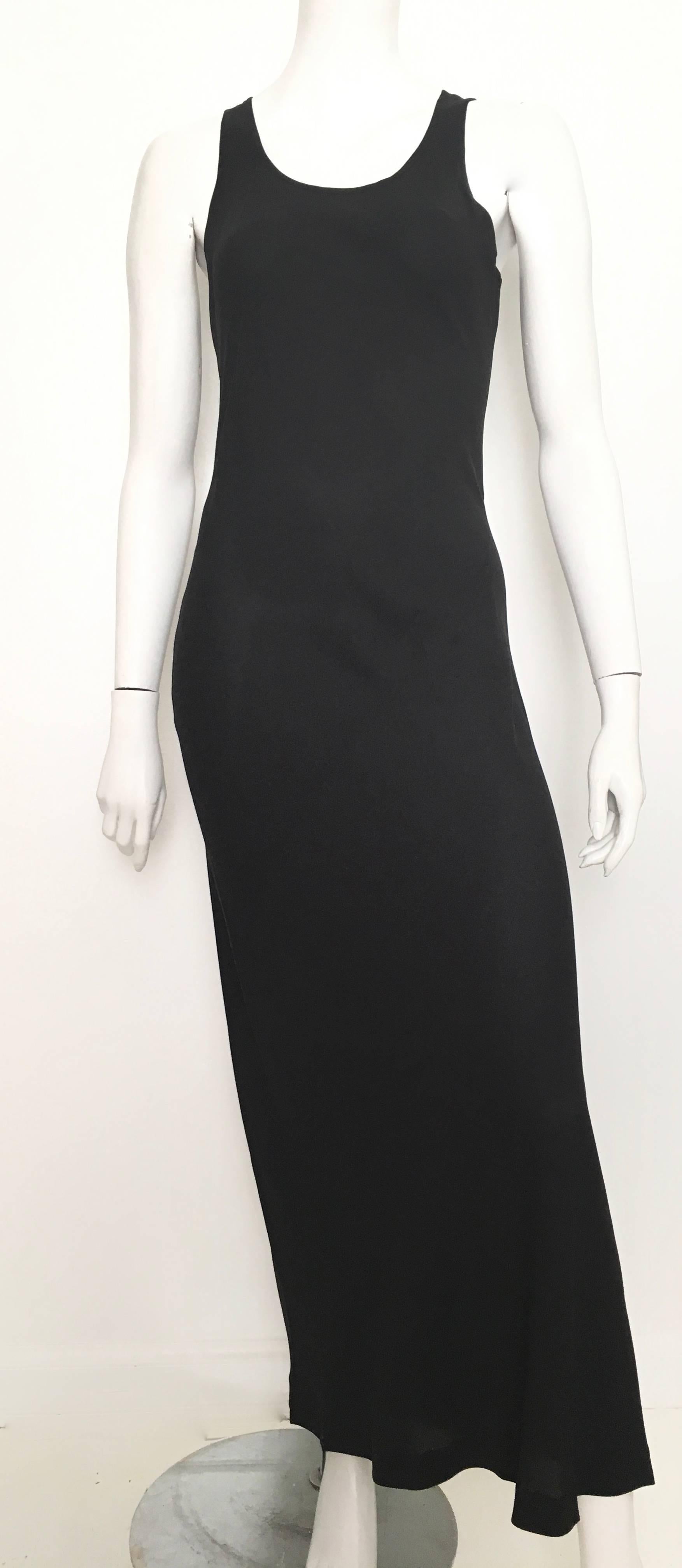 Donna Karan Black Silk Minimal Bias-Cut Gown Size 4.  For Sale 2