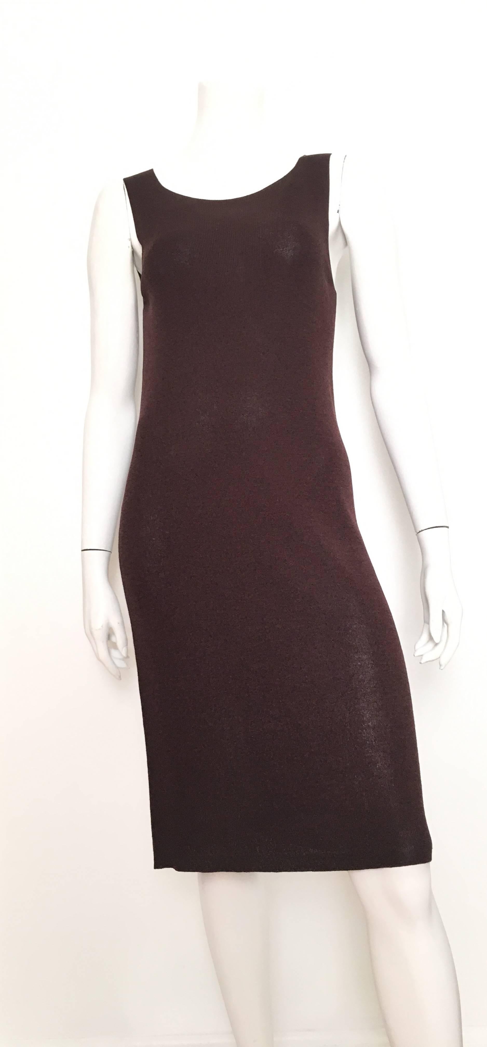 Saks Fifth Avenue Brown Knit Sleeveless Dress & Jacket Size 4/6. For Sale 1