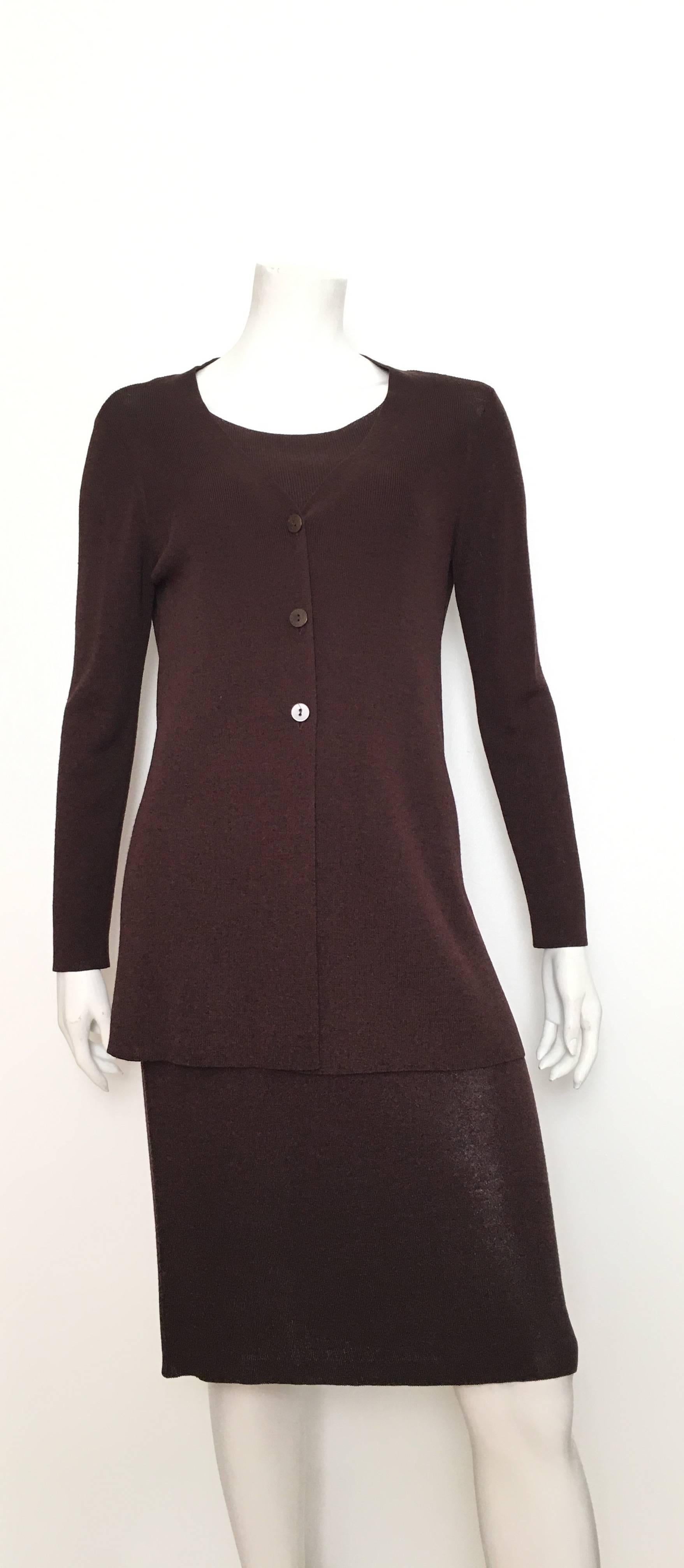Saks Fifth Avenue Brown Knit Sleeveless Dress & Jacket Size 4/6. For Sale 4