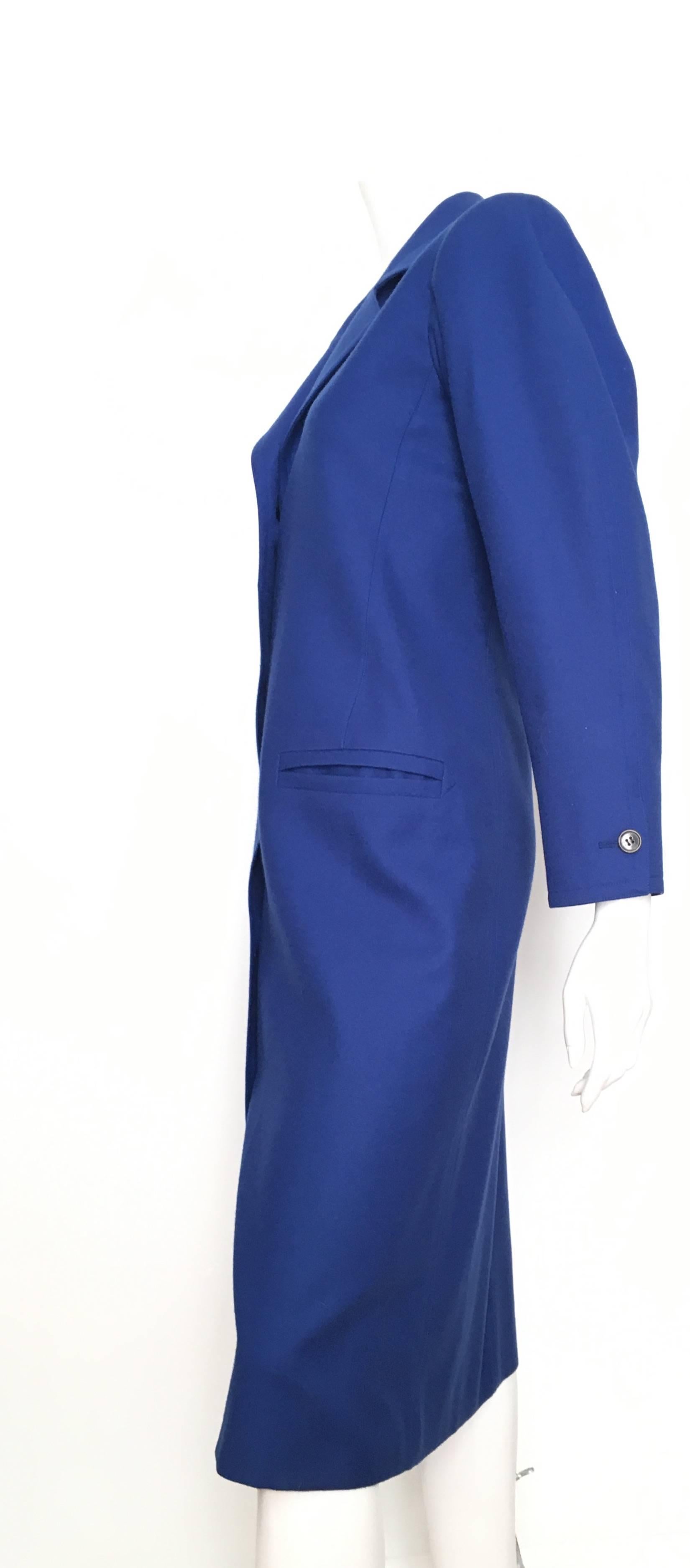 Yves Saint Laurent Yves Klein Blue Wool Coat Size 8. 1