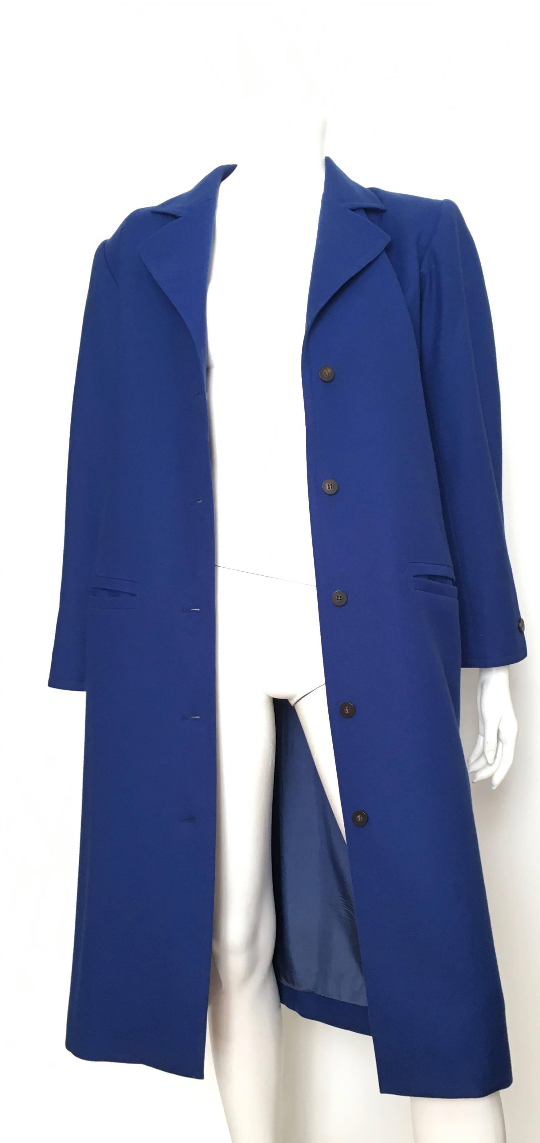 Yves Saint Laurent Yves Klein Blue Wool Coat Size 8. 2