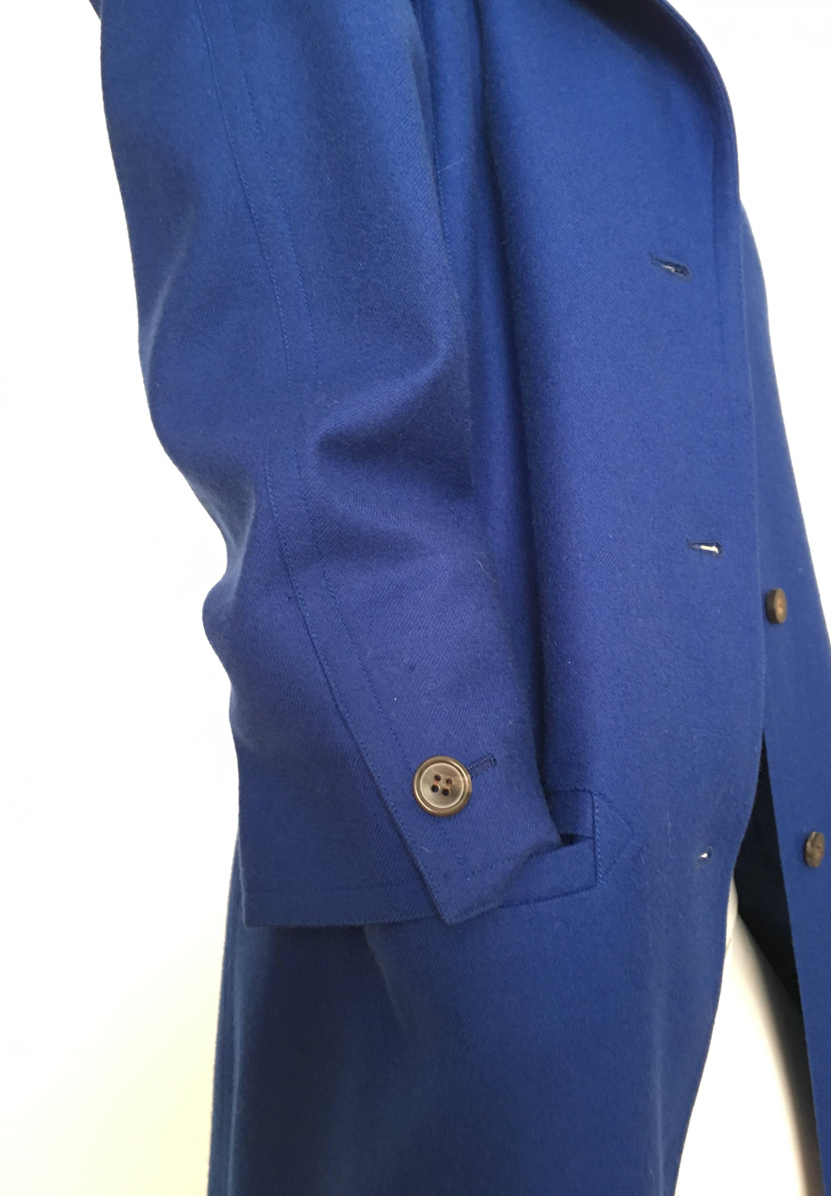 Yves Saint Laurent Yves Klein Blue Wool Coat Size 8. 3