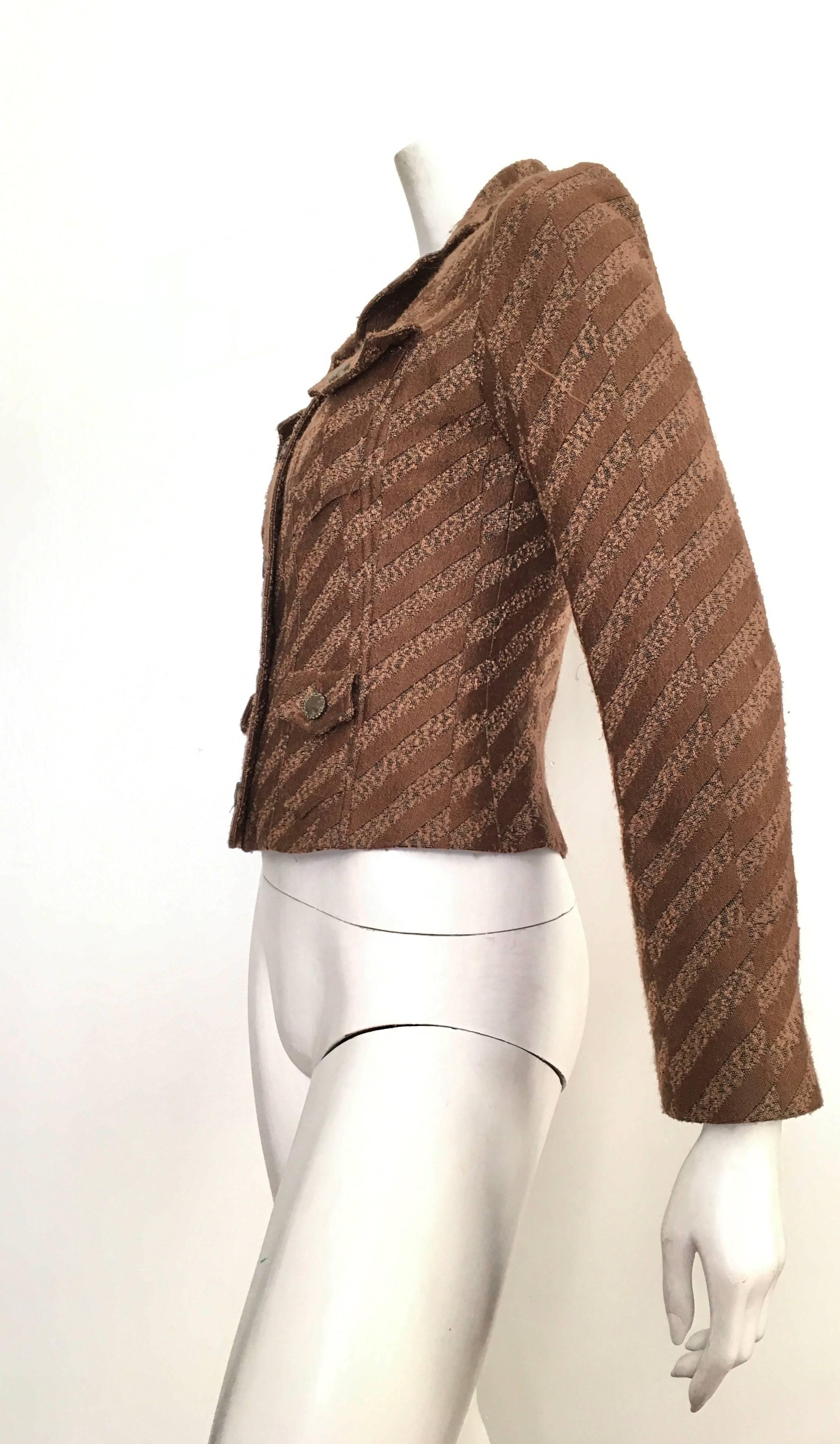 Christian Lacroix Cropped Brown Jacket Size 4. For Sale 1