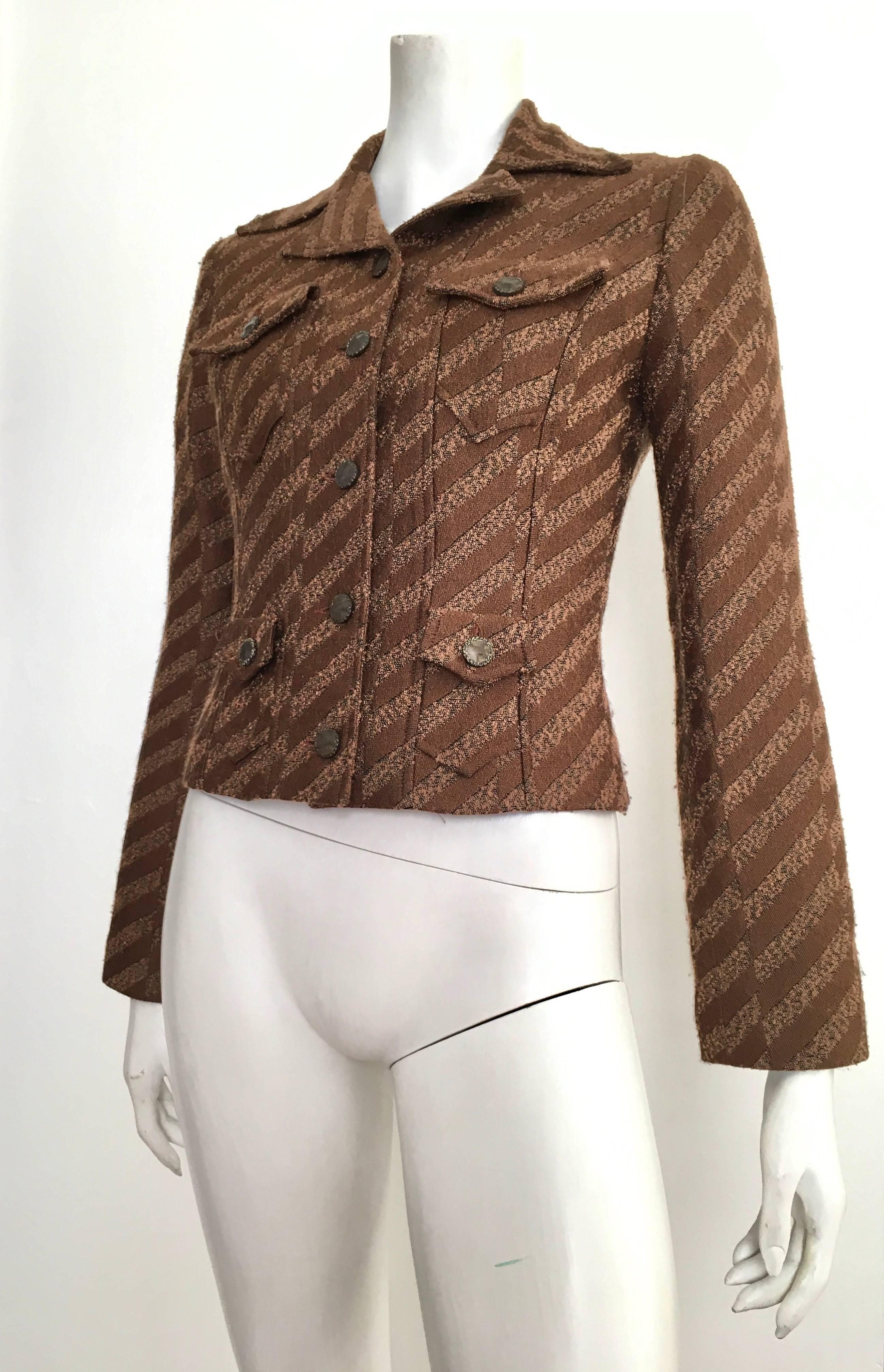 Christian Lacroix Cropped Brown Jacket Size 4. For Sale 2