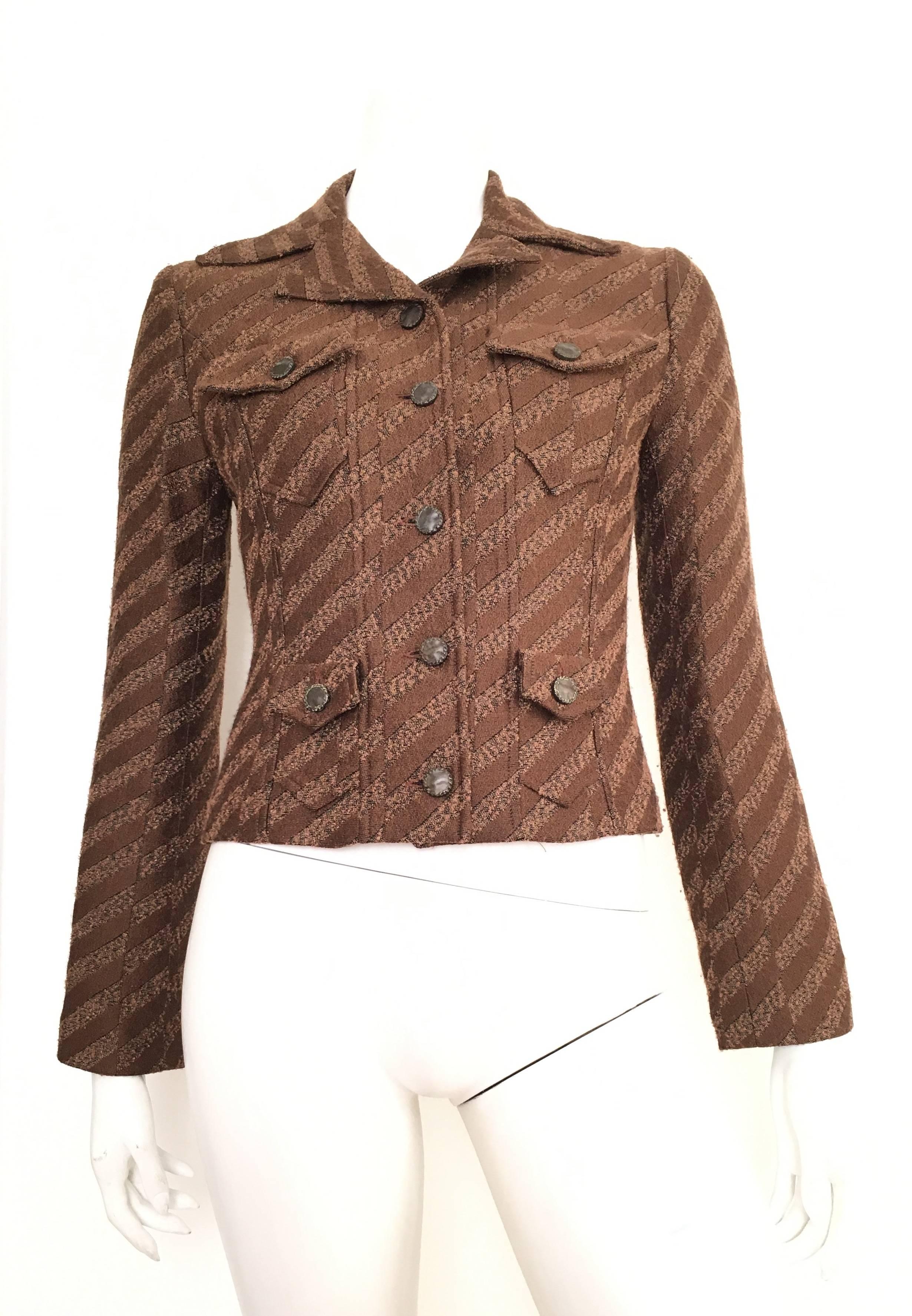 Christian Lacroix Cropped Brown Jacket Size 4. For Sale 5