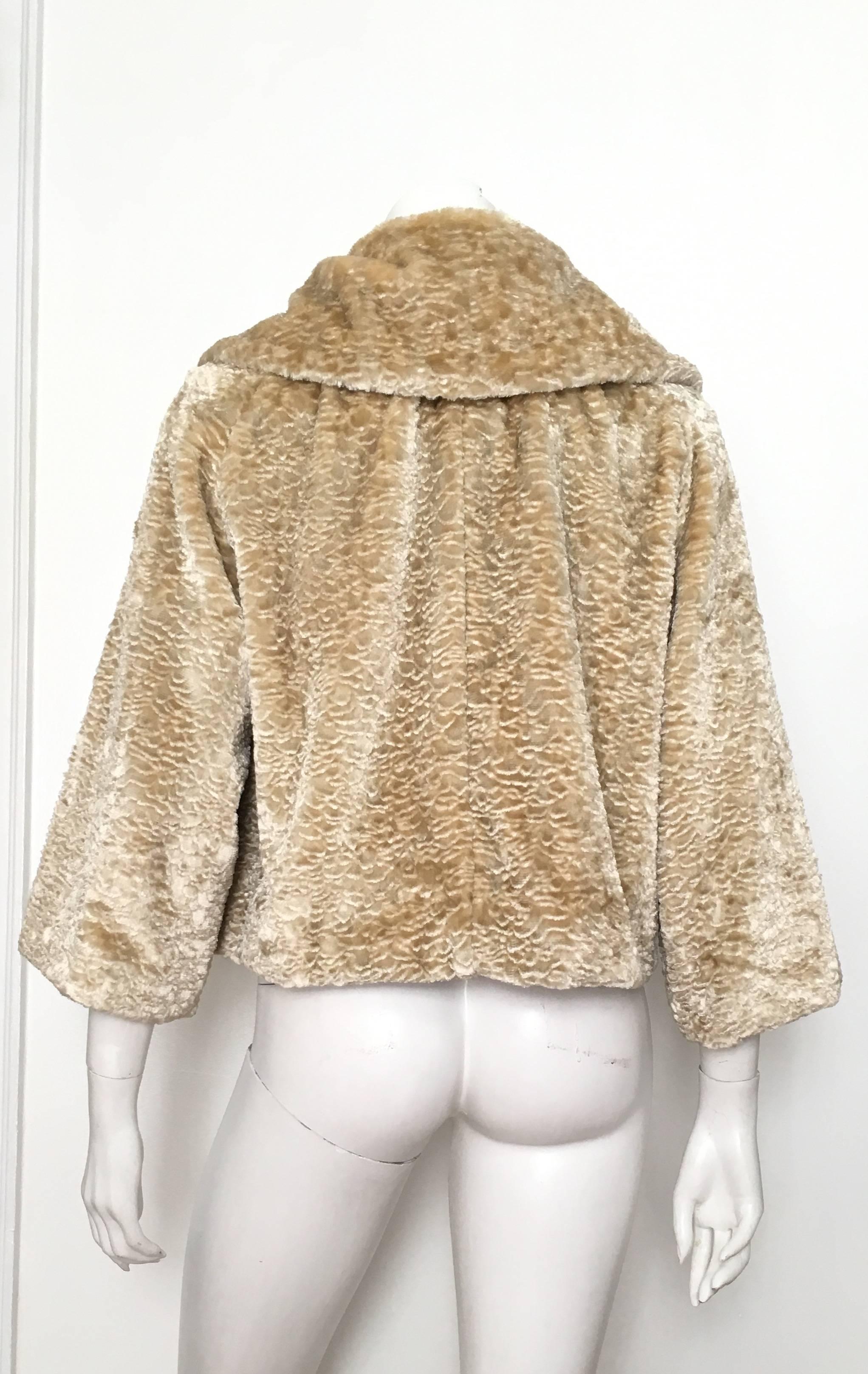 Brown Bill Blass Faux Fur Jacket With Pockets Size 8.