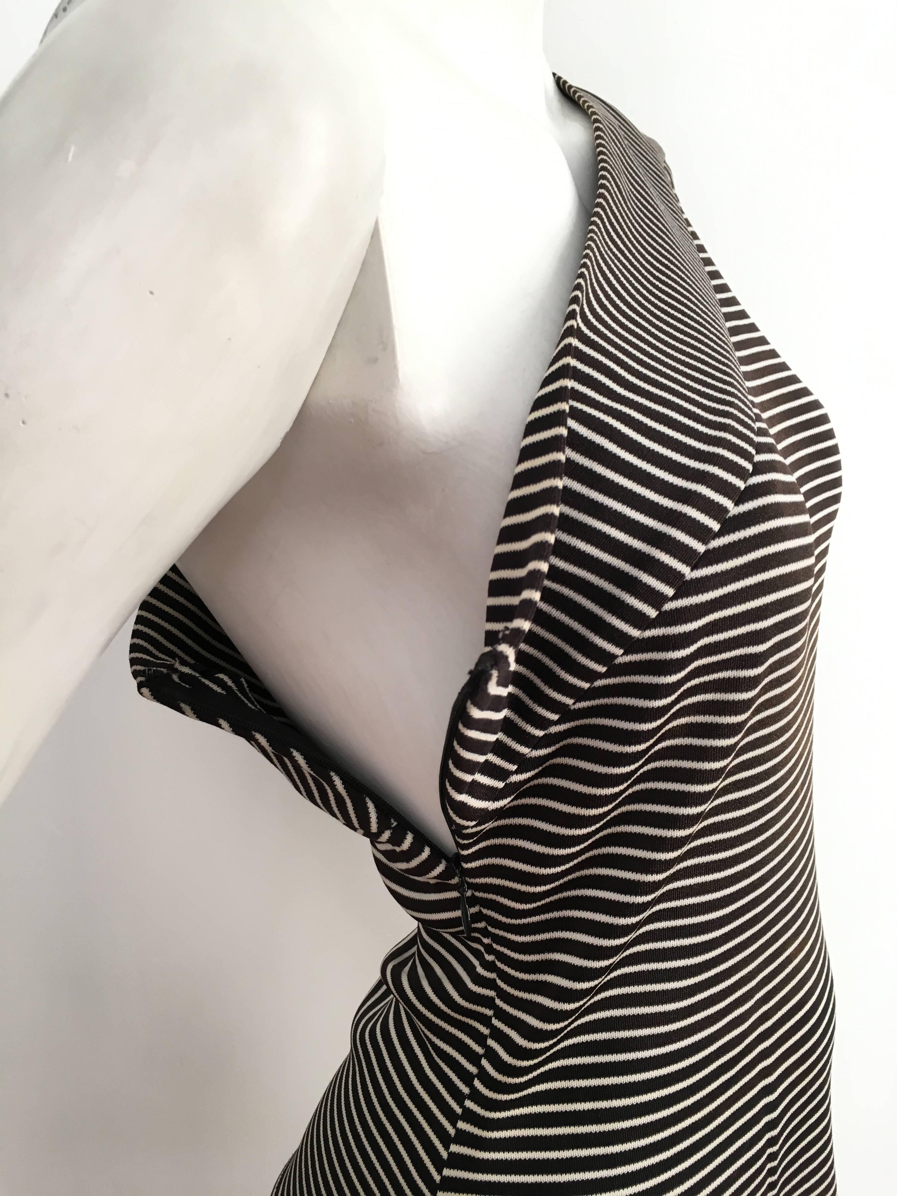 Women's or Men's Saint Laurent 1980s Black & White Striped Knit One Shoulder Top Size 4.  For Sale