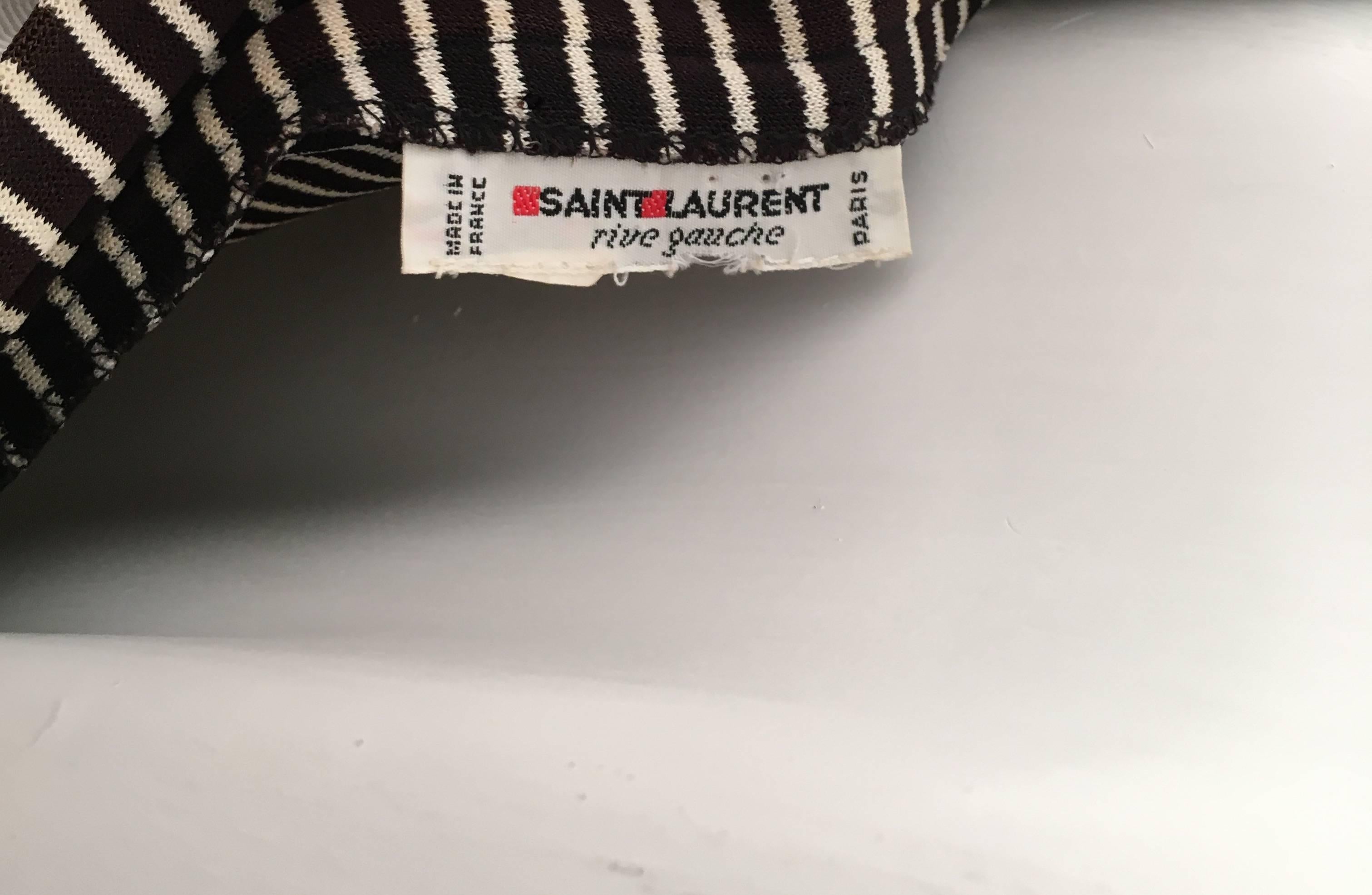 Saint Laurent 1980s Black & White Striped Knit One Shoulder Top Size 4.  For Sale 4