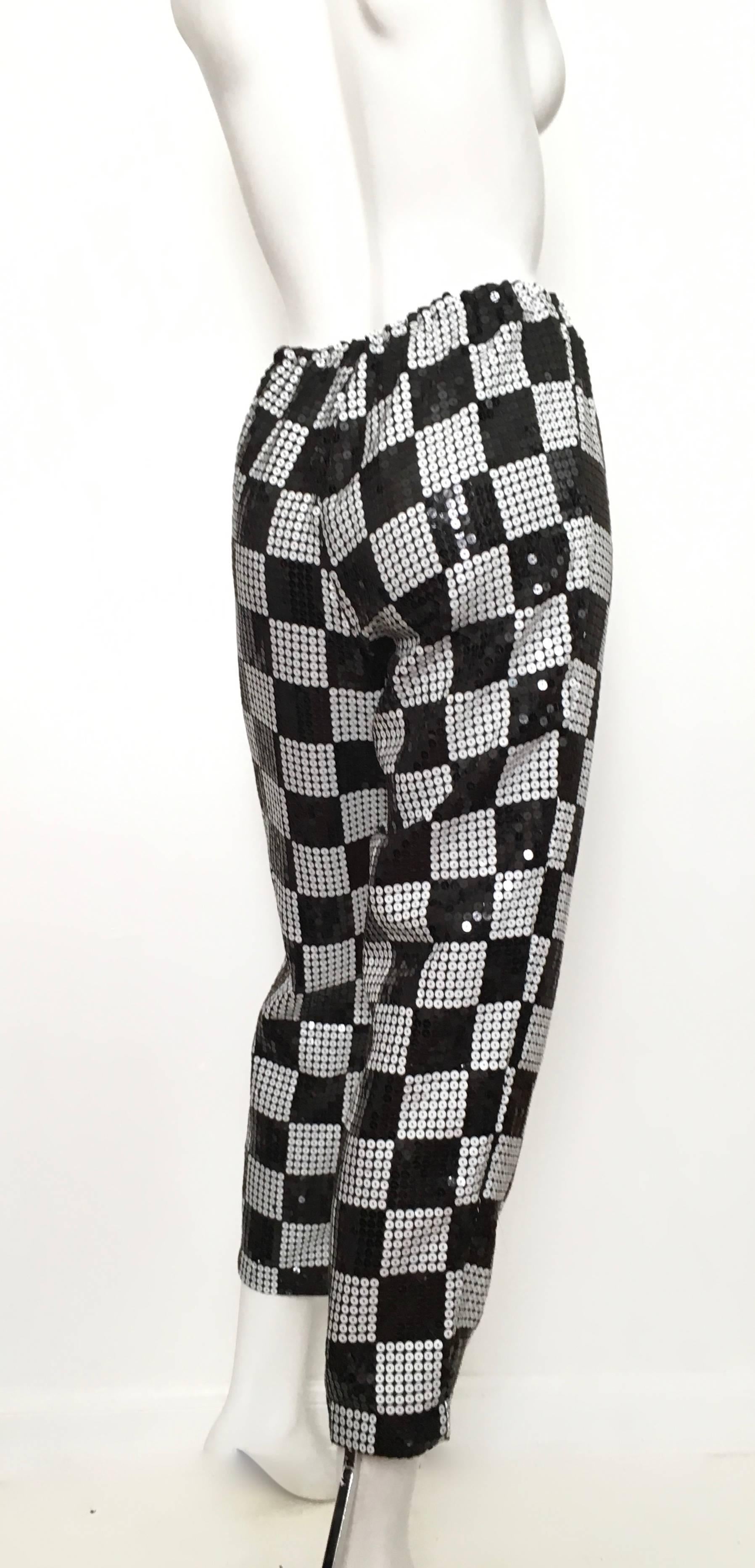 Women's or Men's Comme des Garçons Black & White Sequin Pants Size 4. For Sale