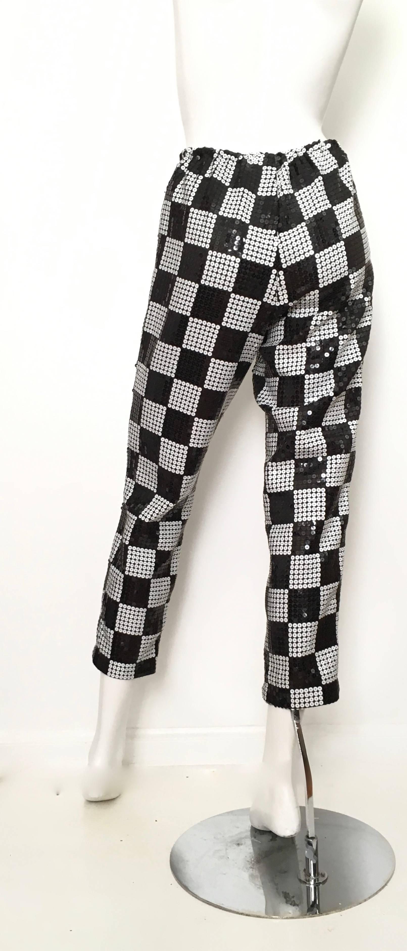 Comme des Garçons Black & White Sequin Pants Size 4. For Sale 1