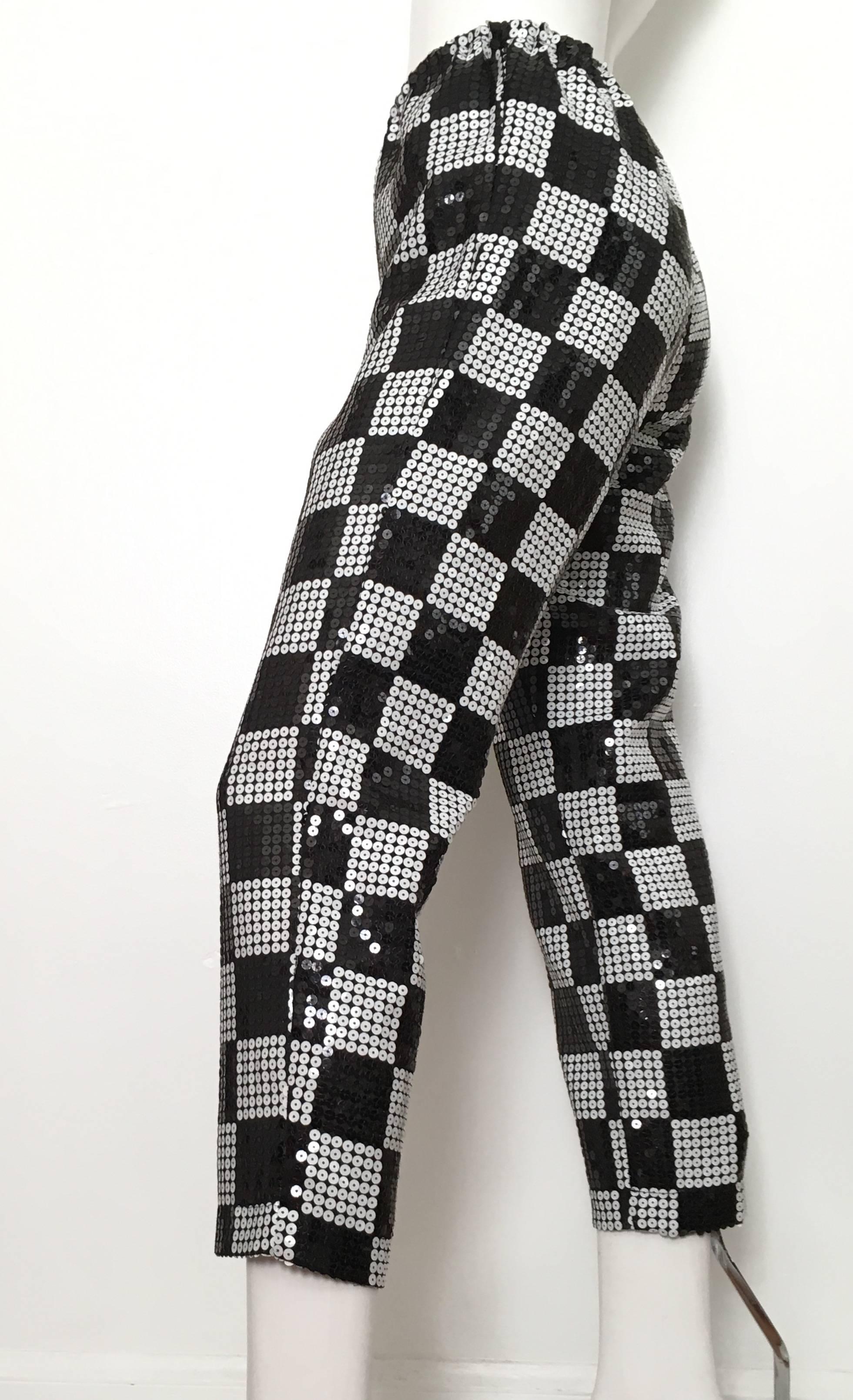 Comme des Garçons Black & White Sequin Pants Size 4. For Sale 2