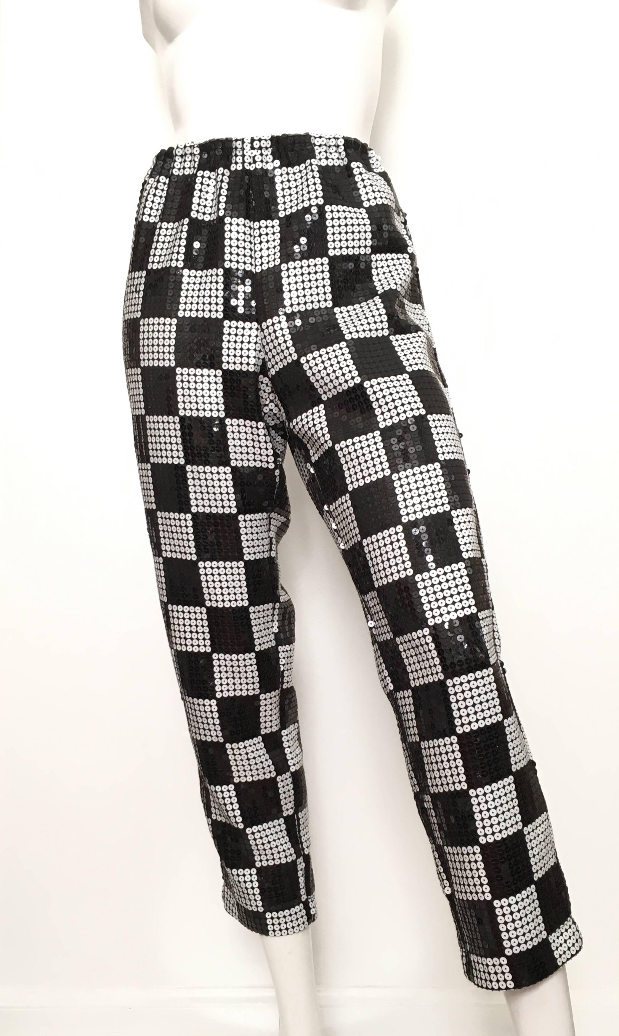 Comme des Garçons Black & White Sequin Pants Size 4. For Sale 4