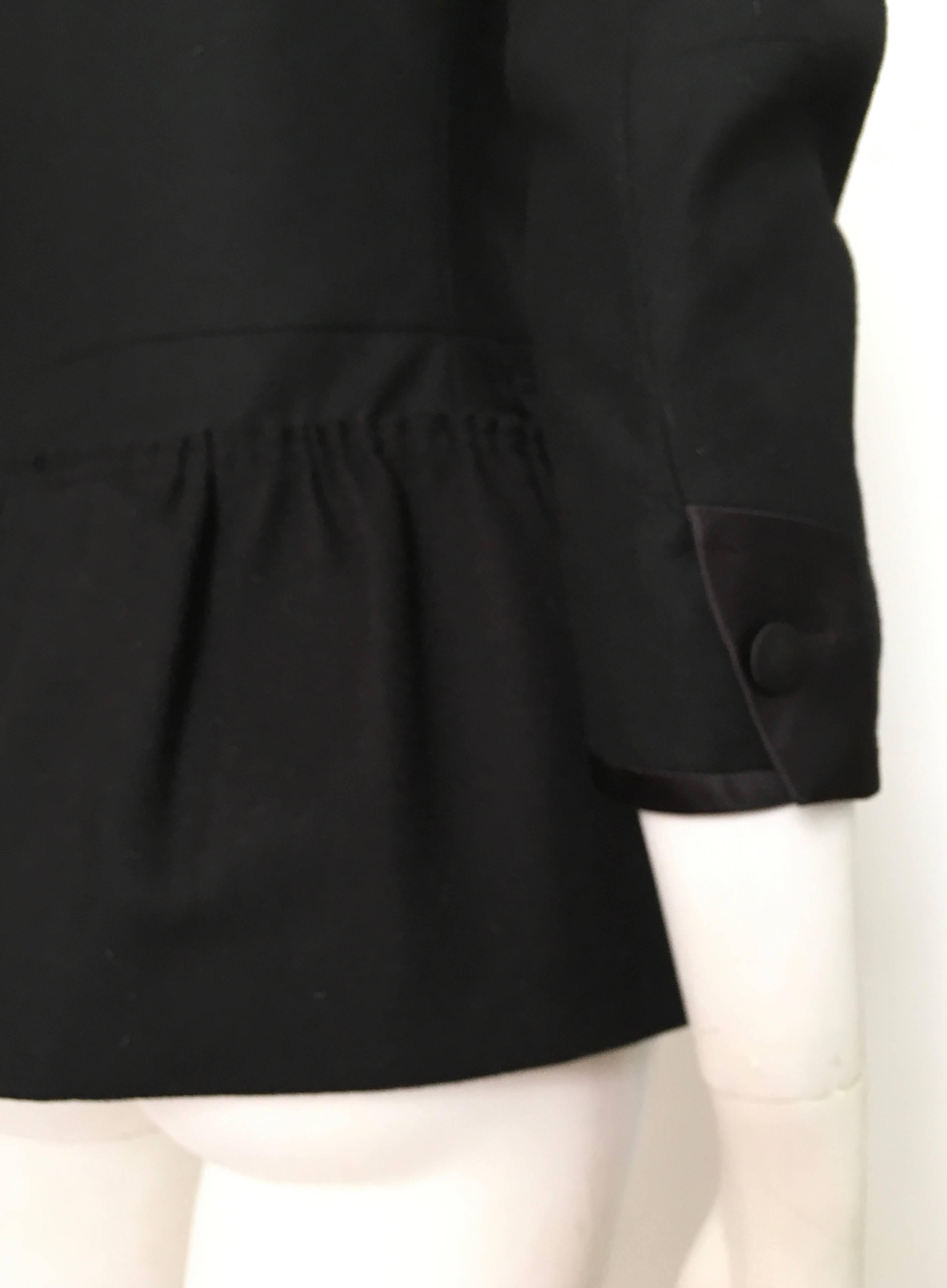 Women's or Men's Miu Miu Black Wool Silk Trim Peplum Jacket Size 4. For Sale