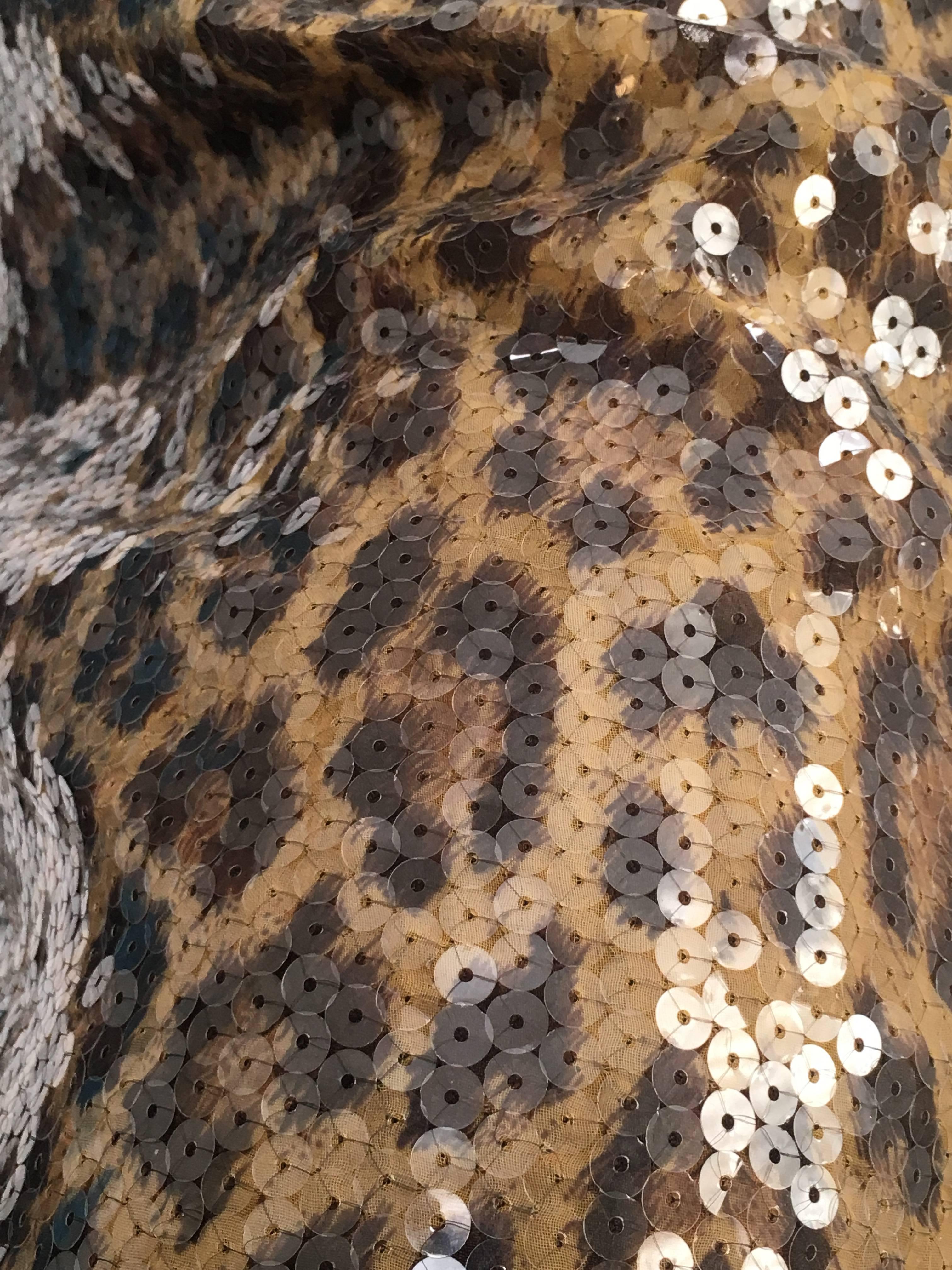 Vera Wang 1980s Sequin Cheetah Print Cocktail Dress Size 6. For Sale 1