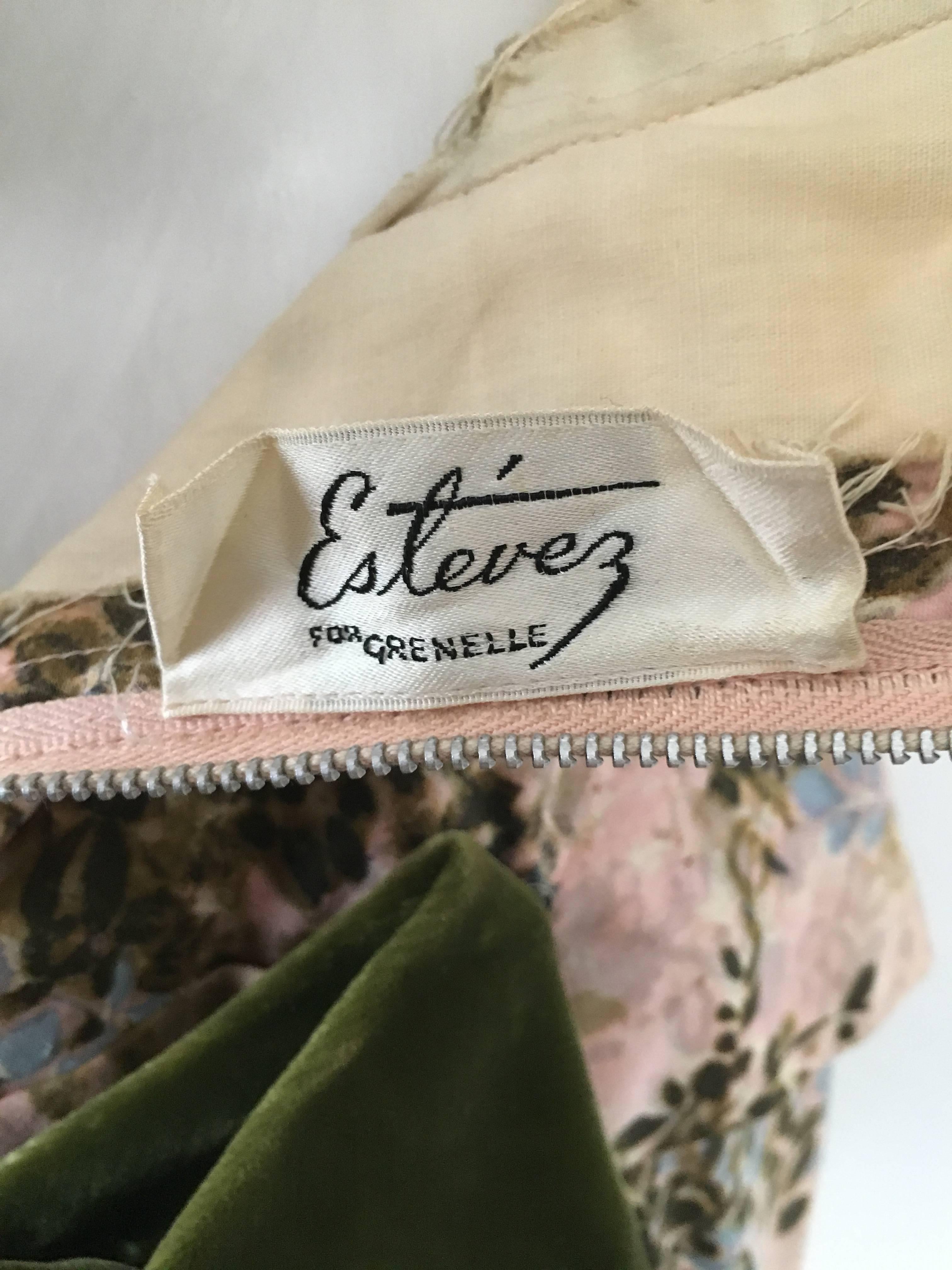 Estevez 1950s Cotton Floral Flared Dress Size 4.  5