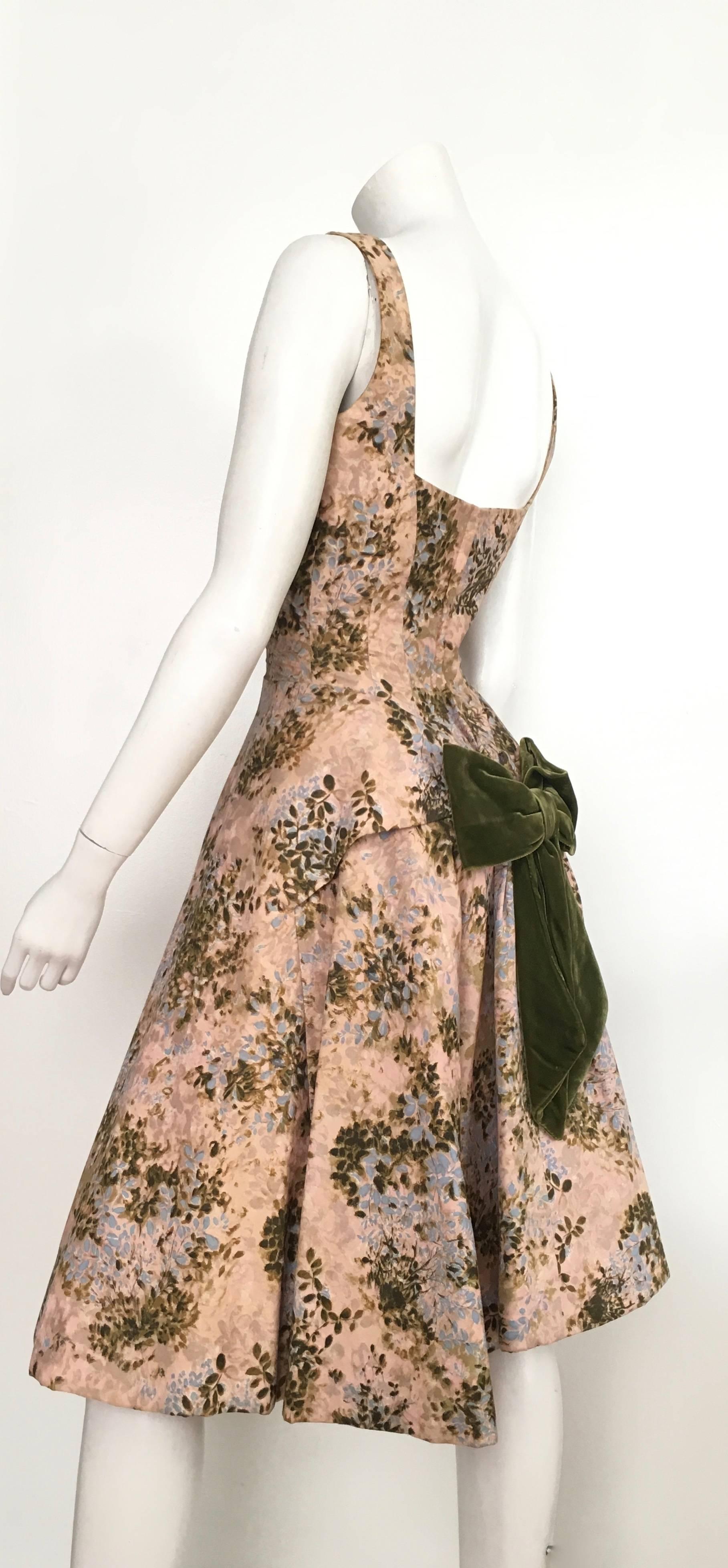 Estevez 1950s Cotton Floral Flared Dress Size 4.  1