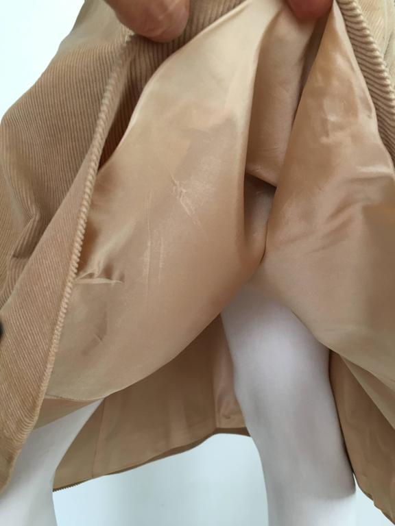 Jupe Courrèges Vintage 1970 - Taille Haute Velours Côtelé - Marron - Taille S