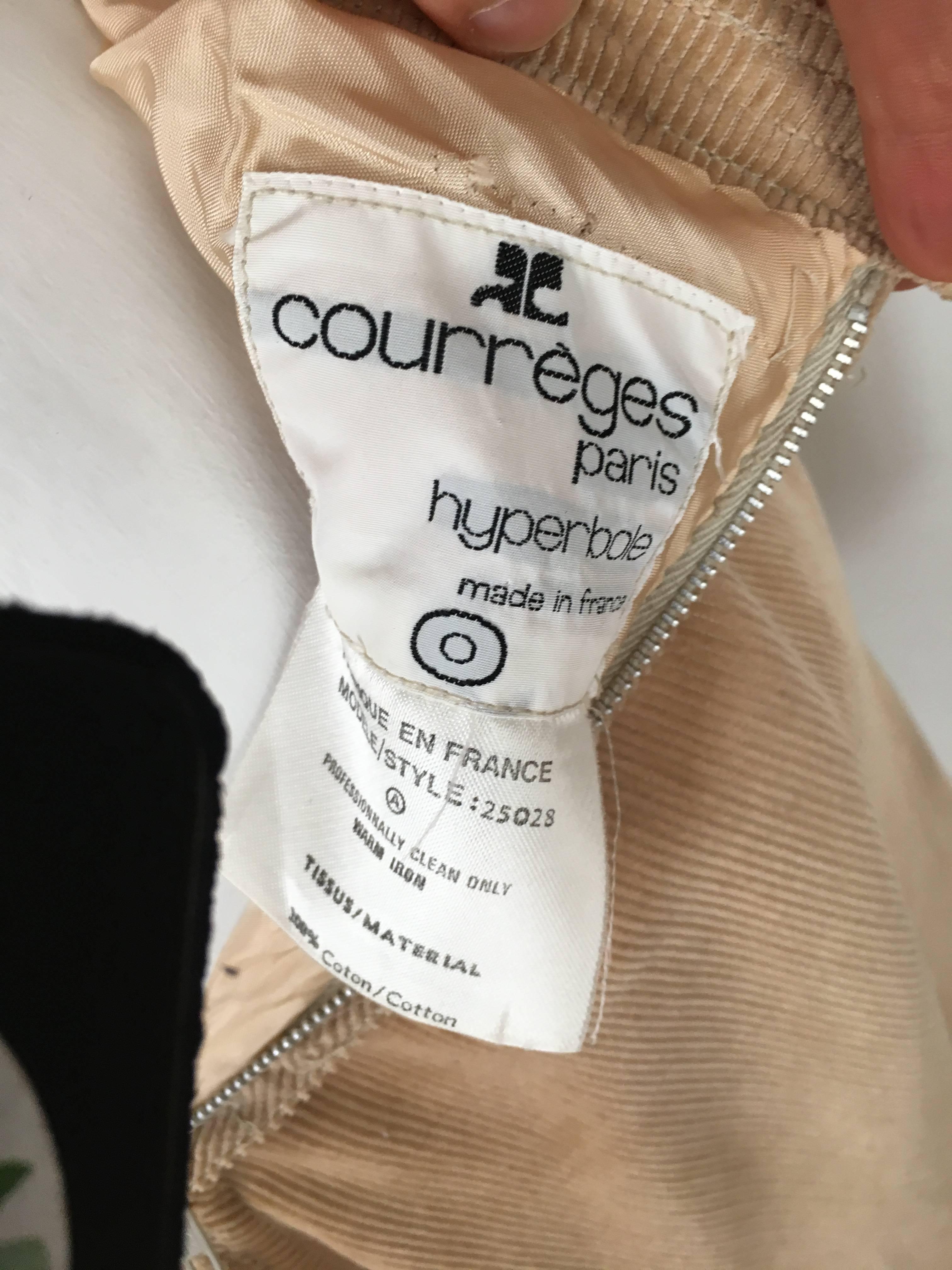 Courreges 1970s Khaki Corduroy A-Line Skirt With Pockets Size 4. For Sale 4