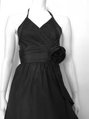 Joy Stevens 1970s Black Ruffled Halter Gown Size 4.